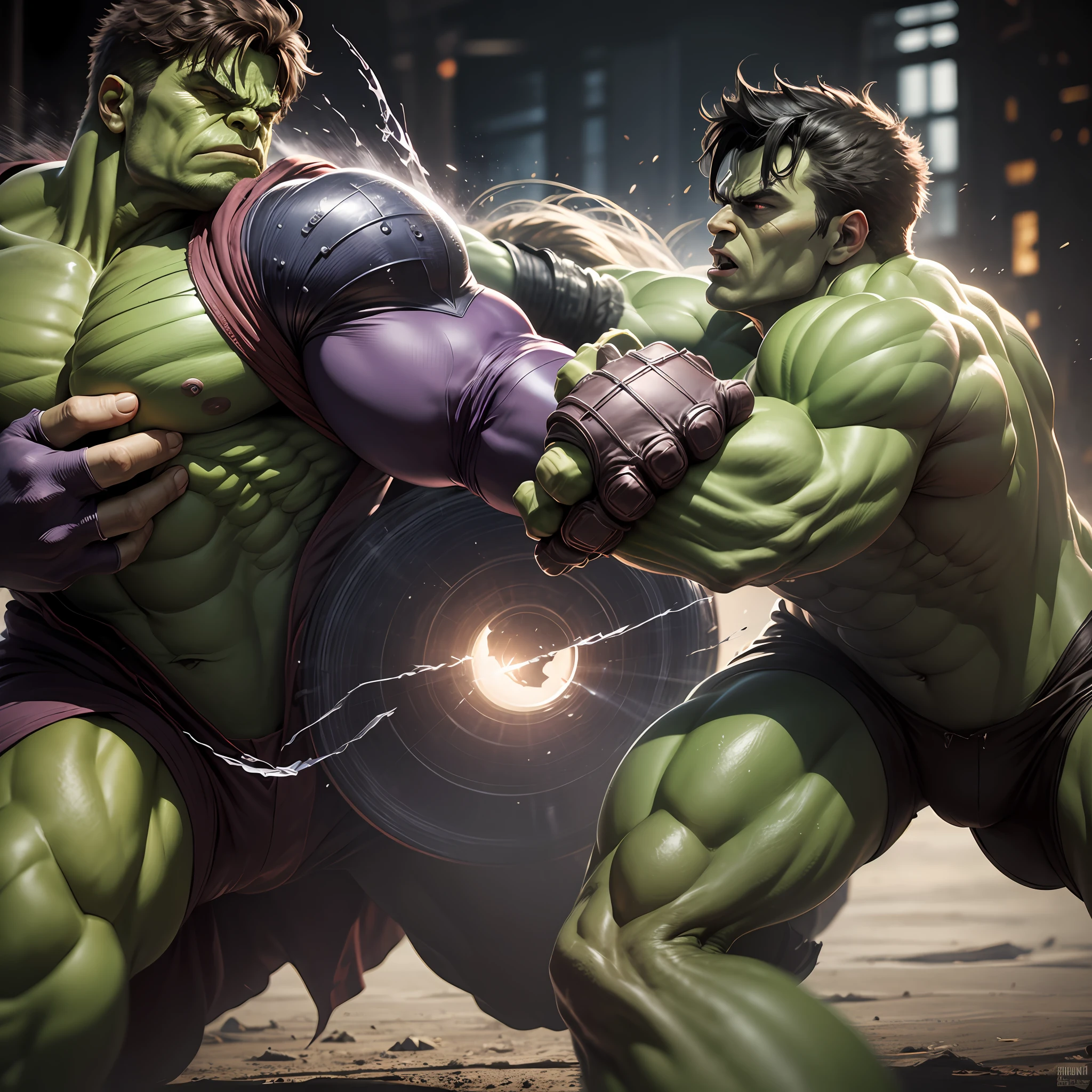 dramatic Hulk fight with magneto, extreem realistic, extreem detailed, 8k, --auto --s2