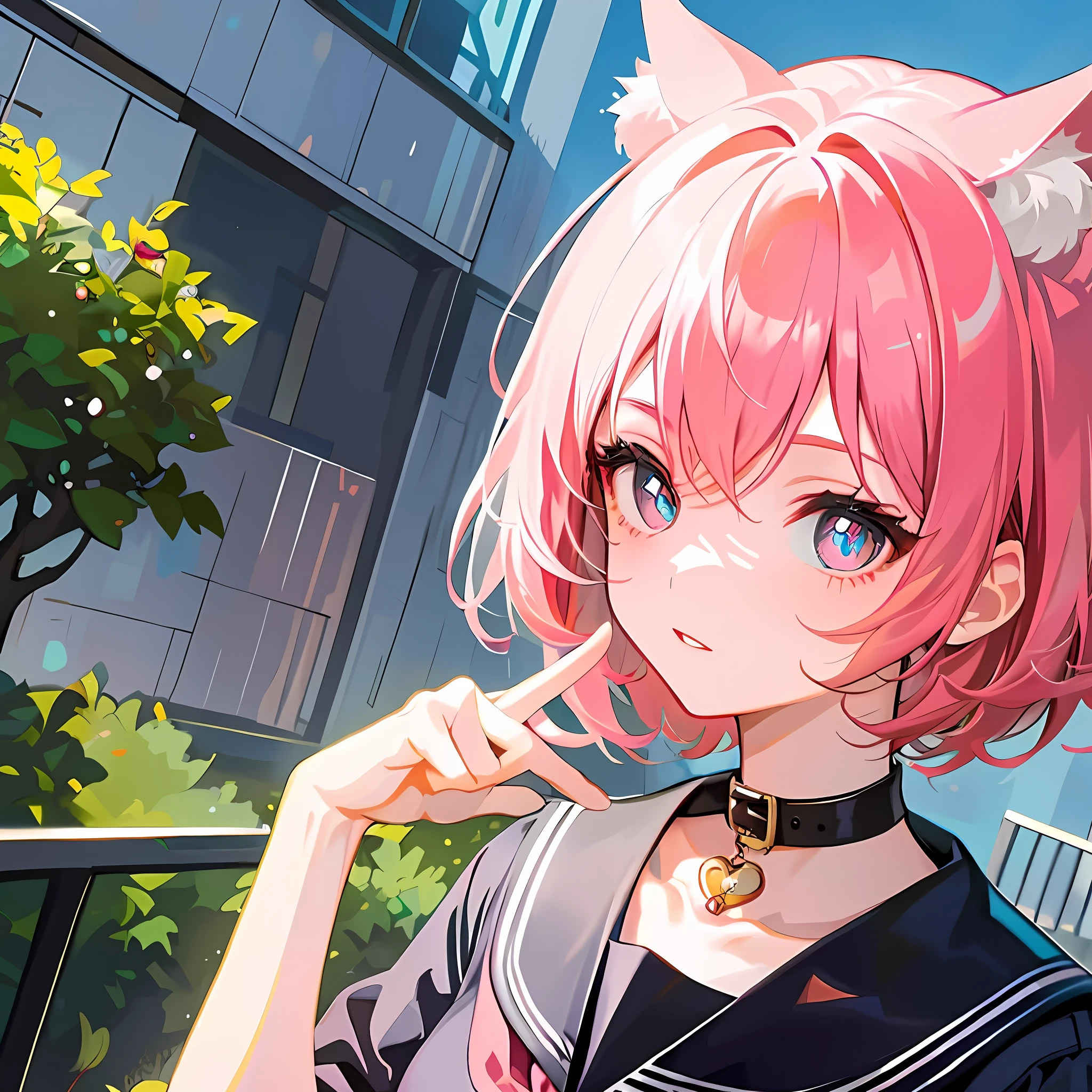 Anime girl with pink hair and cat tail, anime girl with cat ears, beautiful anime catgirl, anime catgirl, cute anime catgirl, Very beautiful anime cat girl, anime cat, Anime style portrait, pink twintail hair and cyan eyes, Anime style illustration, style of anime4 K, Girl with cat ears,highest masterpiece