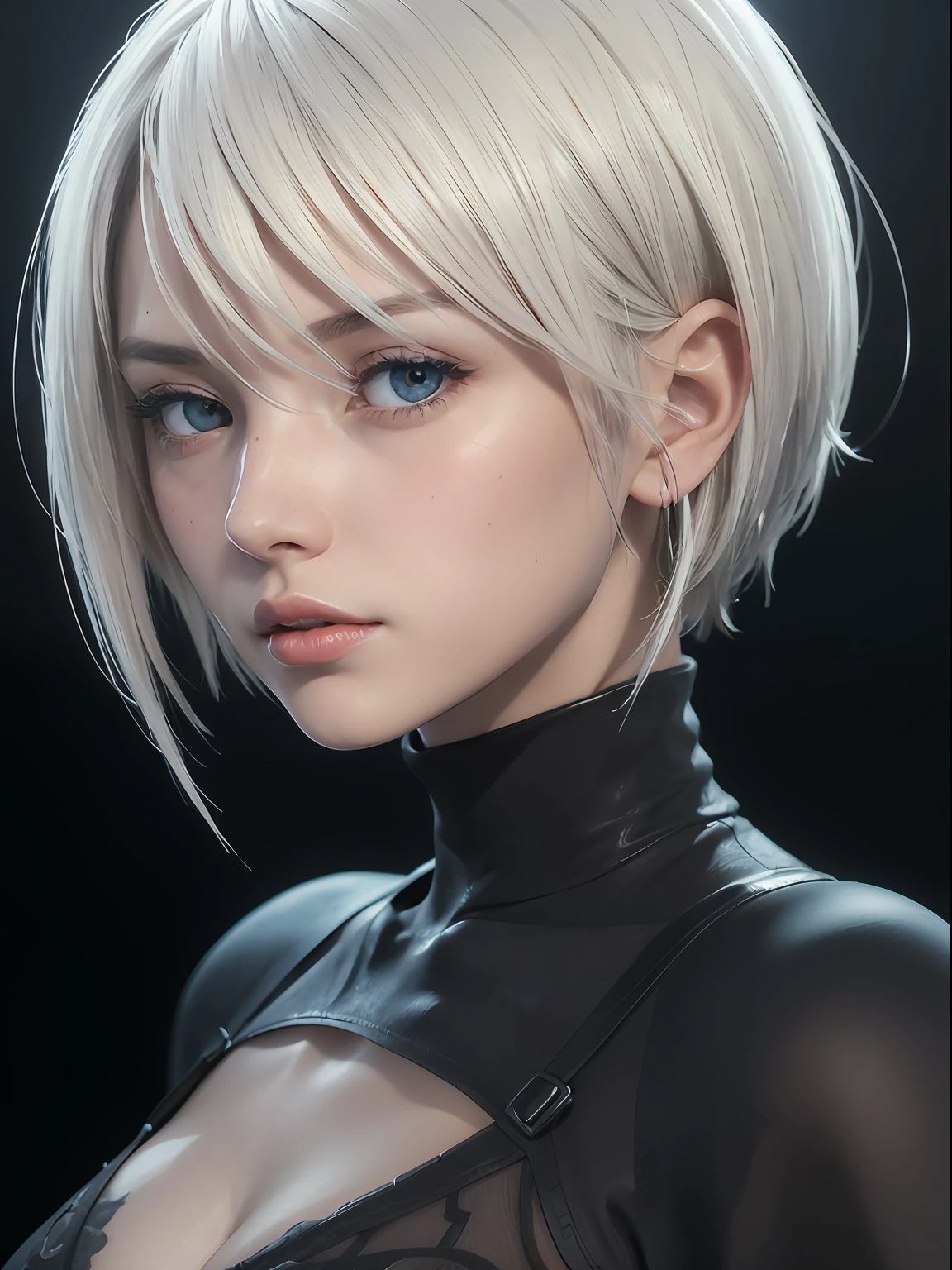 (masterpiece, best quality:1.4), (on the street), (standing:1.5), (full body), (blue eyes), (from front), (1girl), (katana in her hand), solo, (european youth:1), 1girl, yorha no. 2 type b, (white-hair:1), hyperrealistic, high detailed skin, dslr, soft lighting, high quality, highly detailed face, highly detailed skin, skin pores, subsurface scattering, realistic pupils, medium breast, full face blush, full lips, detailed background, depth of field, volumetric lighting, sharp focus, absurdres, realistic proportions, good anatomy, (realistic, hyperrealistic:1.4), 16k hdr,
