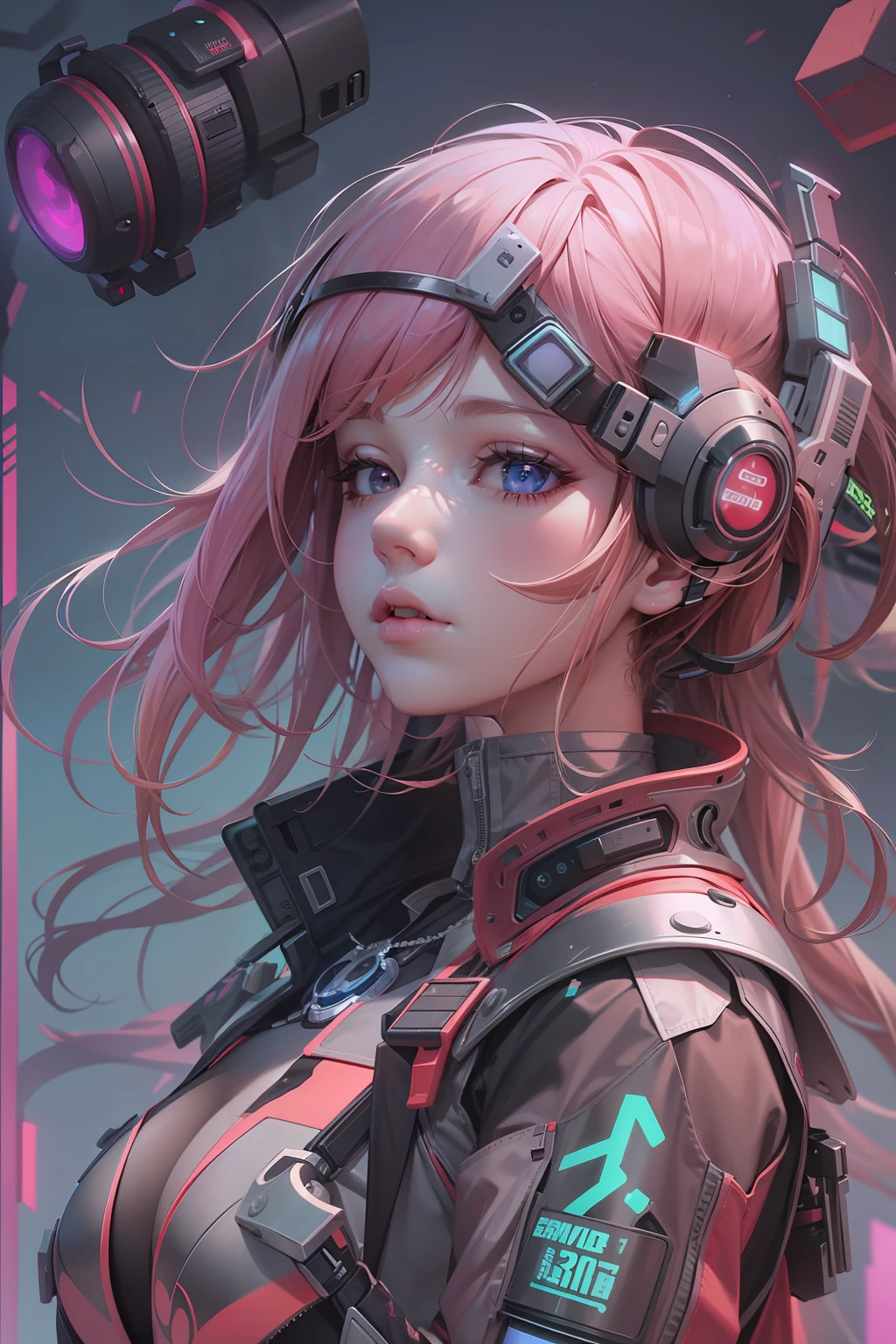 masterpiece、detaileds、Delicate touch、cyberpunked、2080s、animesque、girl with、trending on artstationh、Rachel Walker、