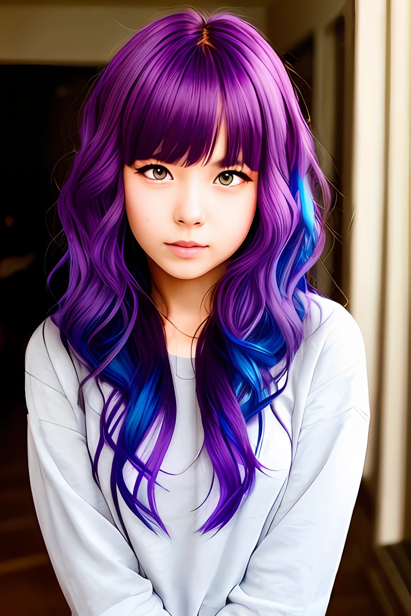 Purple colored hair，Purple eyes Big sister