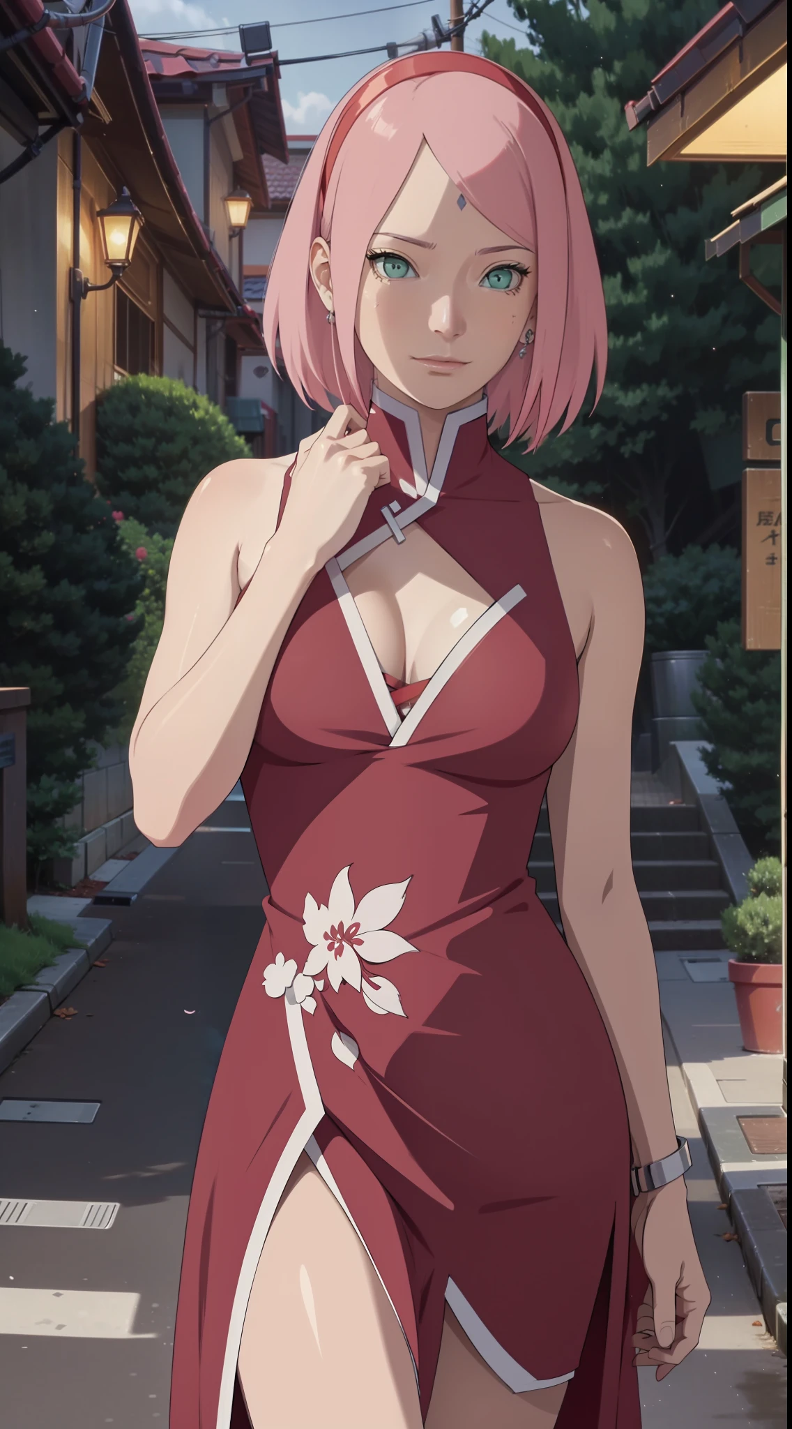 tmasterpiece, Johnny Depp walks through the city at night among fireflies，street japan，SakuraNS, (high detal:1 1), Rough face, Natural skin, high qulity, NSFW, Naruto Sakura，A pink-haired，short detailed hair，Green eyes，（Large breasts 1.4），（比基尼：1.2），（smile1.2），Be red in the face，（cleavage 1.4），Pink clothes，beautidful eyes, (Detailed face and eyes), (the face: 1 2), noises,Extra, real photograph, ........PSD, Lamp film photography, sharp fokus, contrasty lighting, Delicate skin, High resolution 8K, insanely details, realisticlying, professional photoshooting, 8K  UHD, SLR camera, softlighting, high high quality, filmgrain, Fujifilm XT3