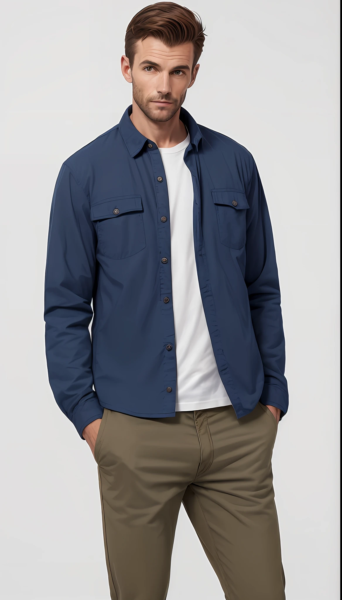 Young man in flannel shirt and pants standing with his hands in his pockets, camisa azul, camisa curta, Vestindo camisa azul, suit jacket, vestindo uma camisa azul, camisa da marinha, marinha, jaqueta esportiva, foto do perfil, moda masculina, camisa azul harmonia, camisa sobre tronco com T-shirt, wearing jacket, Marc, record jacket, Camisa cropped com jaqueta