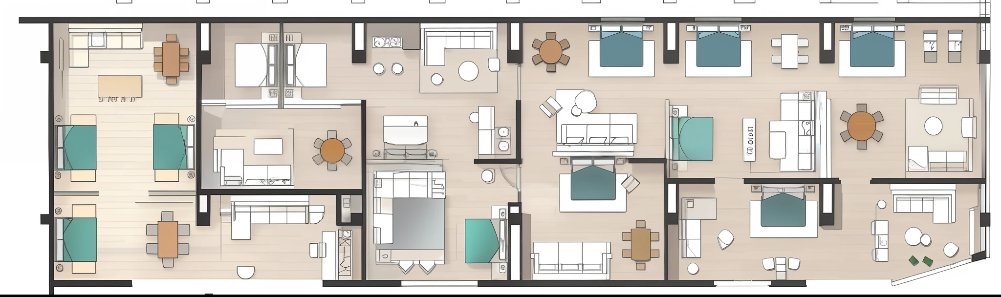 Floor plan of a building with a large number of furniture, layout, architectural plans, floor plan view, apartment design, 2 d axonometric overhead view, 2 D AutoCAD, architectural planning, furniture design sheet, 2 d overhead view, Floor plan, flat drawing, detailed technical drawing, layout design, Architectural plans, architectural drawing, black and white scheme