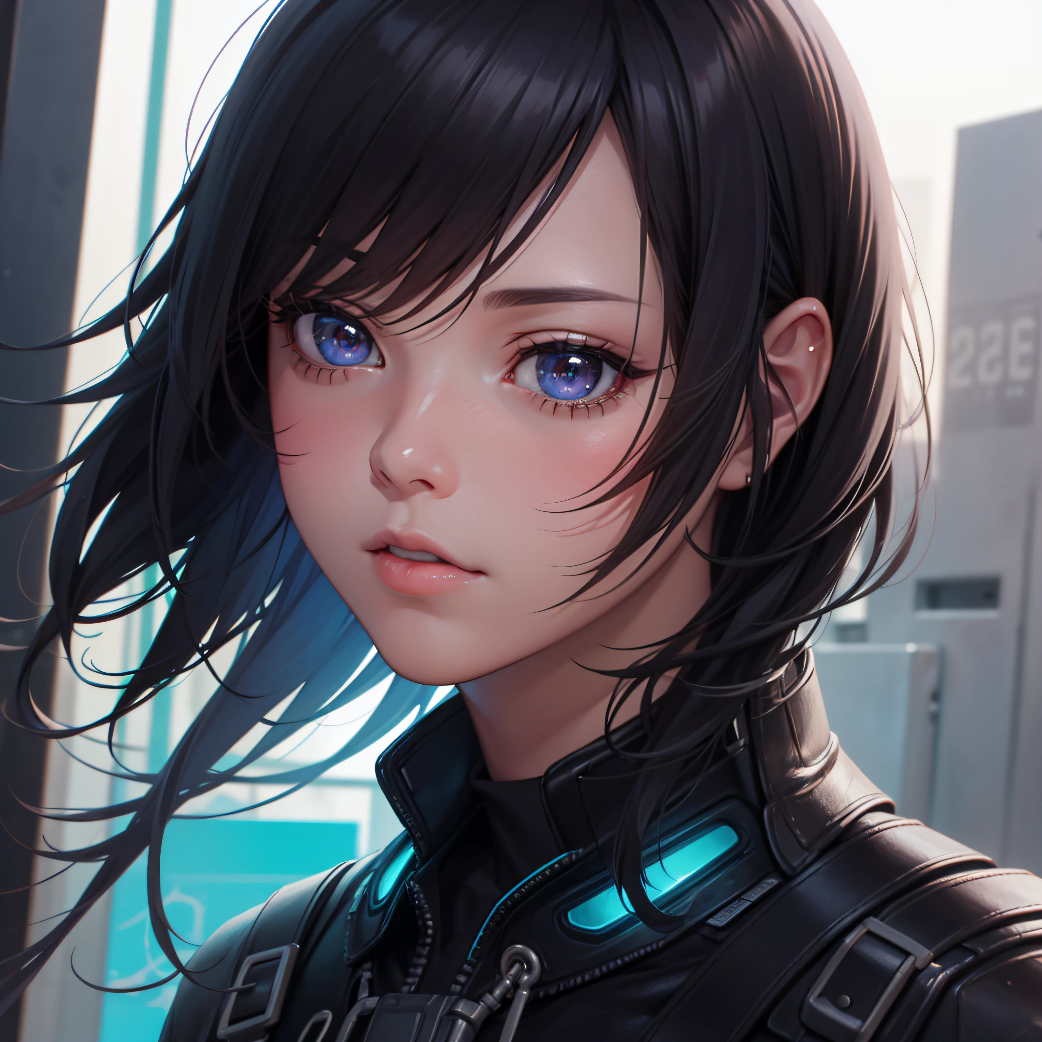 Very sharp 8k closeup portrait in frame Profile picture rainbow cyberpunk man Sci-Fi cute Anime Japan 2d Sharp focus 16k resolution, Hyper detailed, Hyper realistic detail