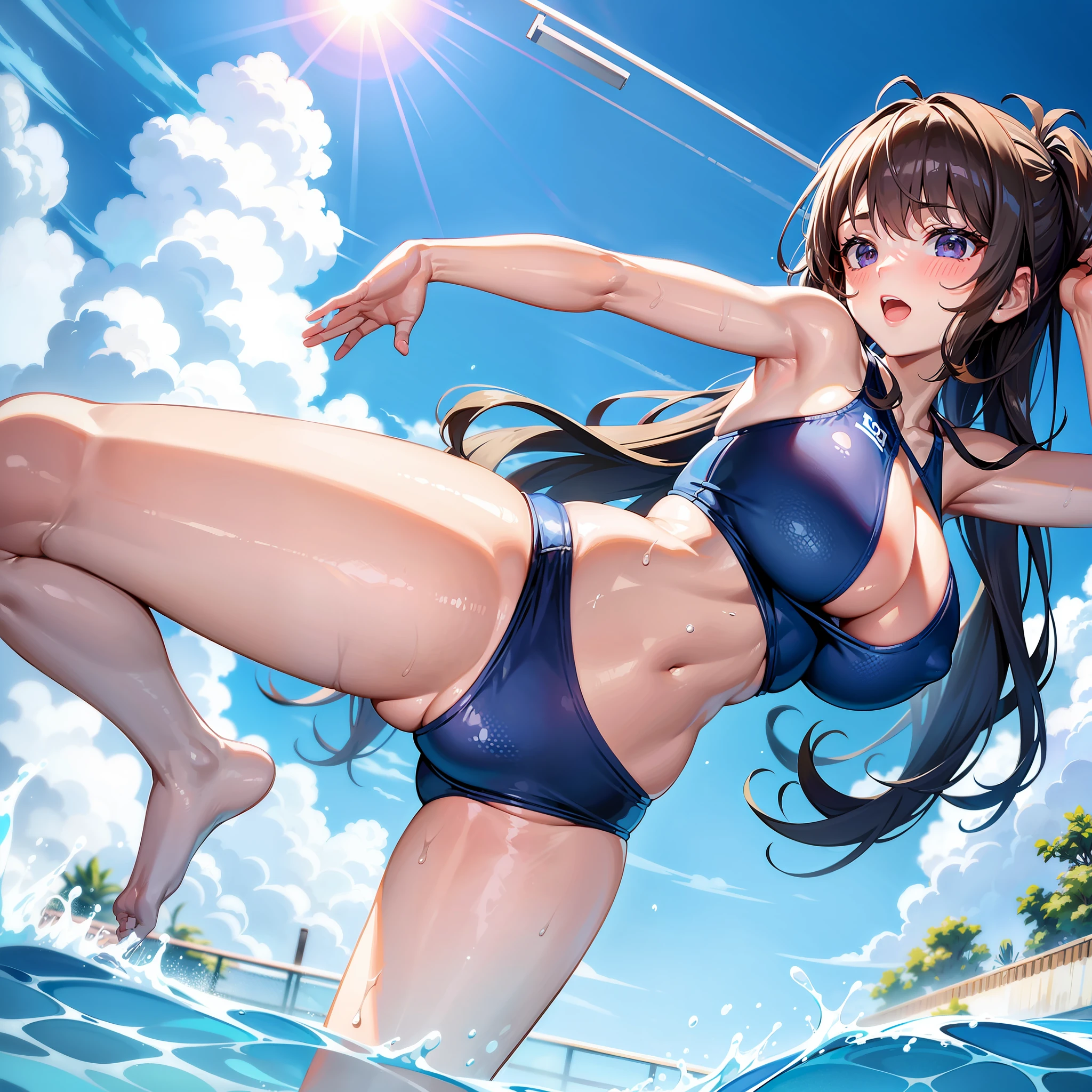 1girll,like big breasts,Competitive swimwear,Swim in the pool