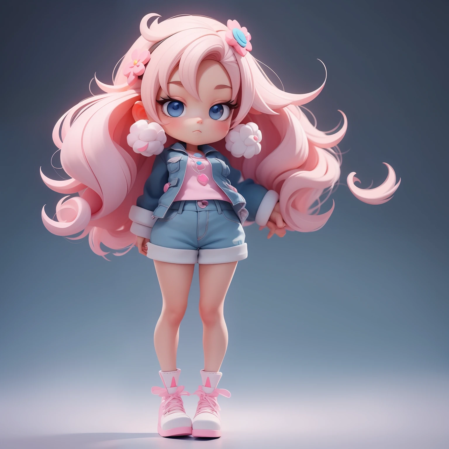 a super cute girl, full body, dreamy cute hair accessoriesPopmart Blind Box, IP design, clean and bright background3D rendering, OC rendering, 8k, soft focus, fine Glossysuper detail --ar 3:6 50 --q 2 --niji 5 --style expressive --s 2