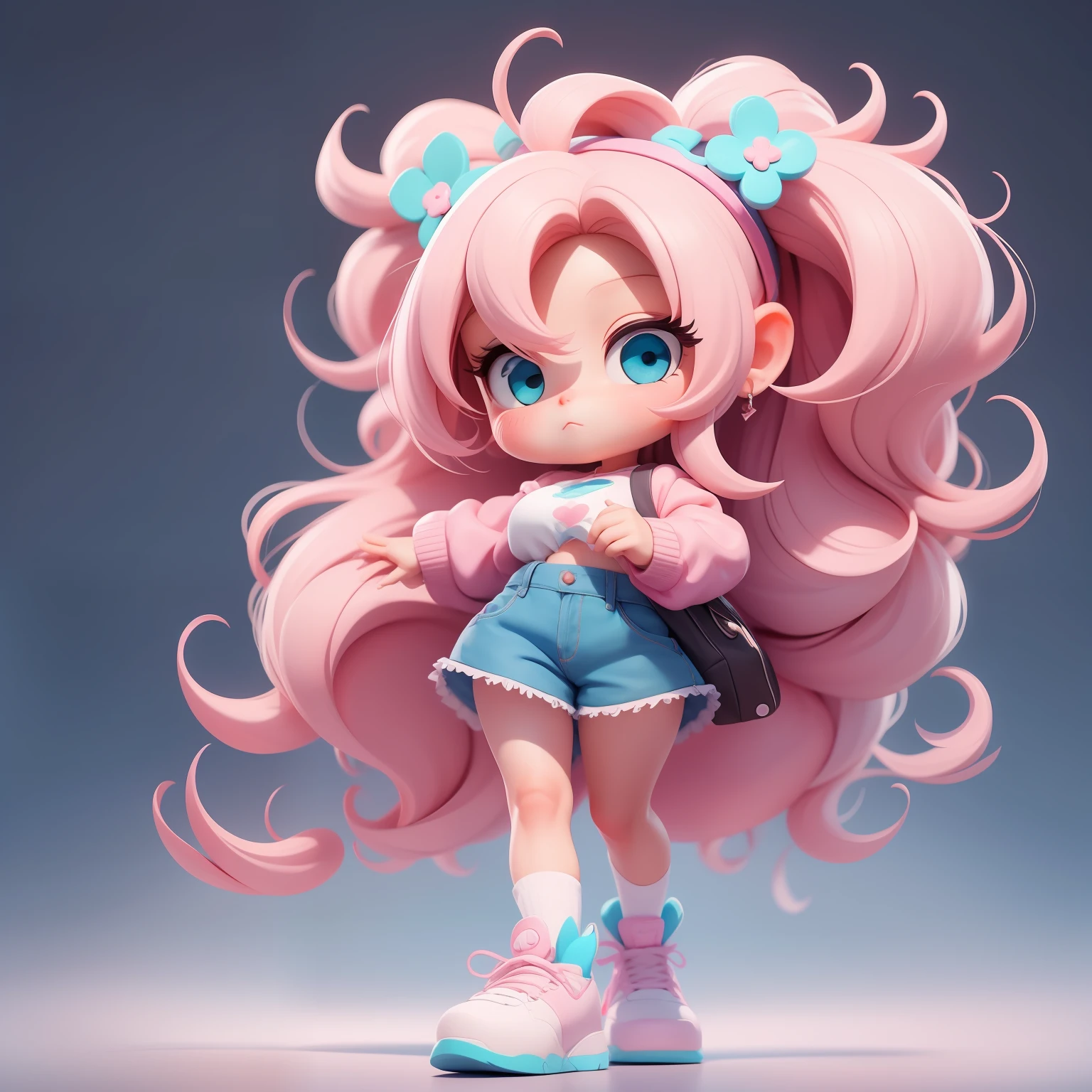 a super cute girl, full body, dreamy cute hair accessoriesPopmart Blind Box, IP design, clean and bright background3D rendering, OC rendering, 8k, soft focus, fine Glossysuper detail --ar 3:6 50 --q 2 --niji 5 --style expressive --s 2
