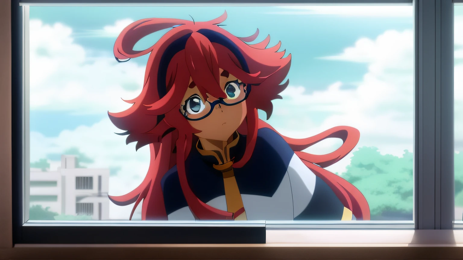 Anime girl with long hair and glasses looking out the window, screenshot from the anime film, in the anime film, anime movie screenshot, no game no life, anime film still, screenshot from guro anime, animated still, Today's featured anime stills, still from tv anime, 2 0 1 9 anime screenshot, satoshi - kon, anime still frame