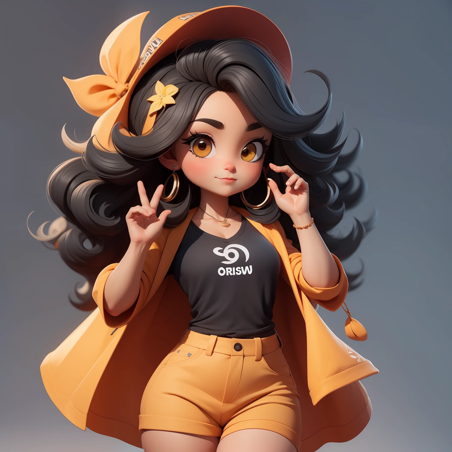 uma garota super bonito, corpo inteiro, Cute and curly black hair accessories, pele negra, caixa cega popmart, IP de design, clean background and bright 3D rendering, OC rendering, 8k, Foco suave, fino Glossysuper detalhe --ar 3:6 50 --q 2 --niji 5 --estilo expressivo --s 2