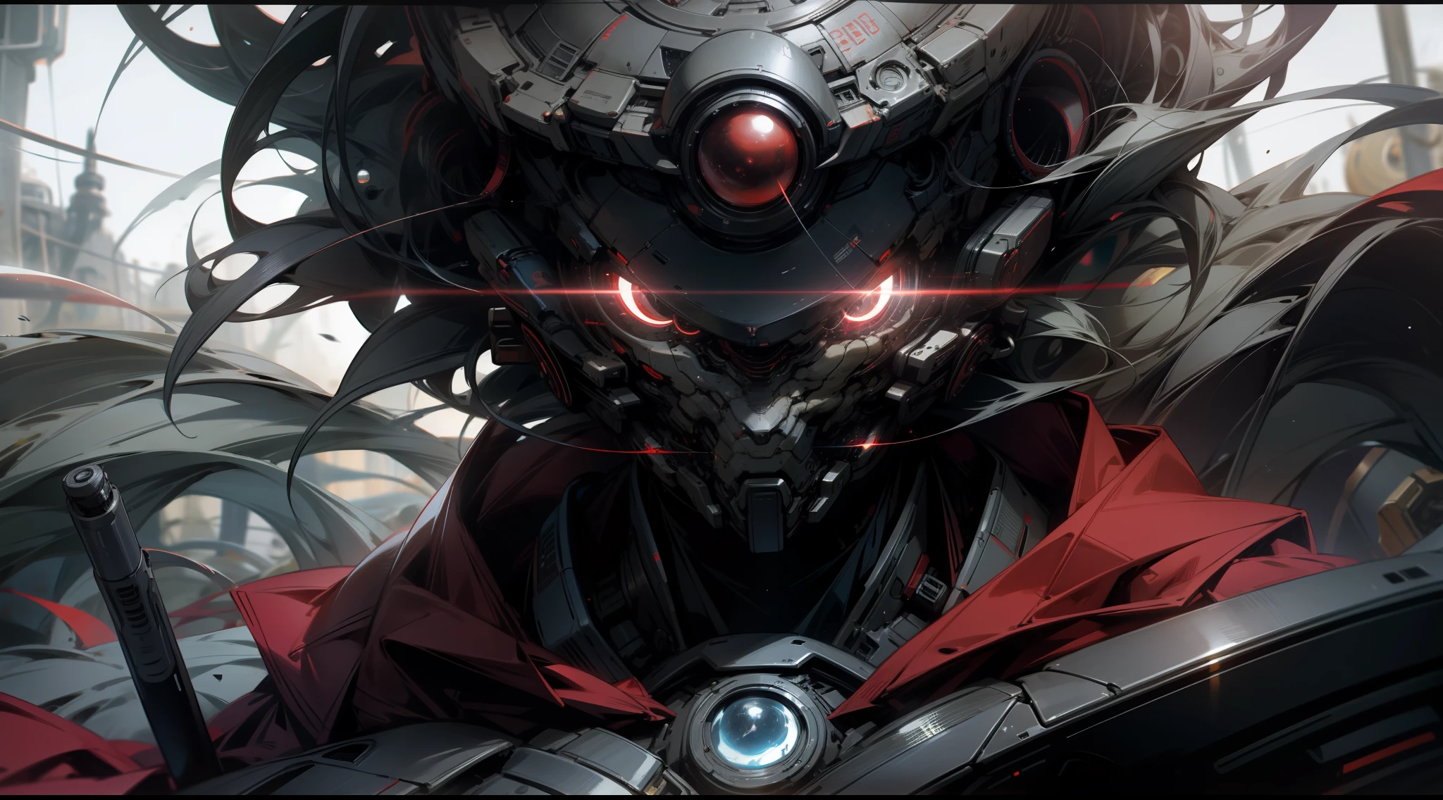 Sci-fi, a multi-eyed, red, cosmic, planetary, Surrounding the earth, red eyes, evil