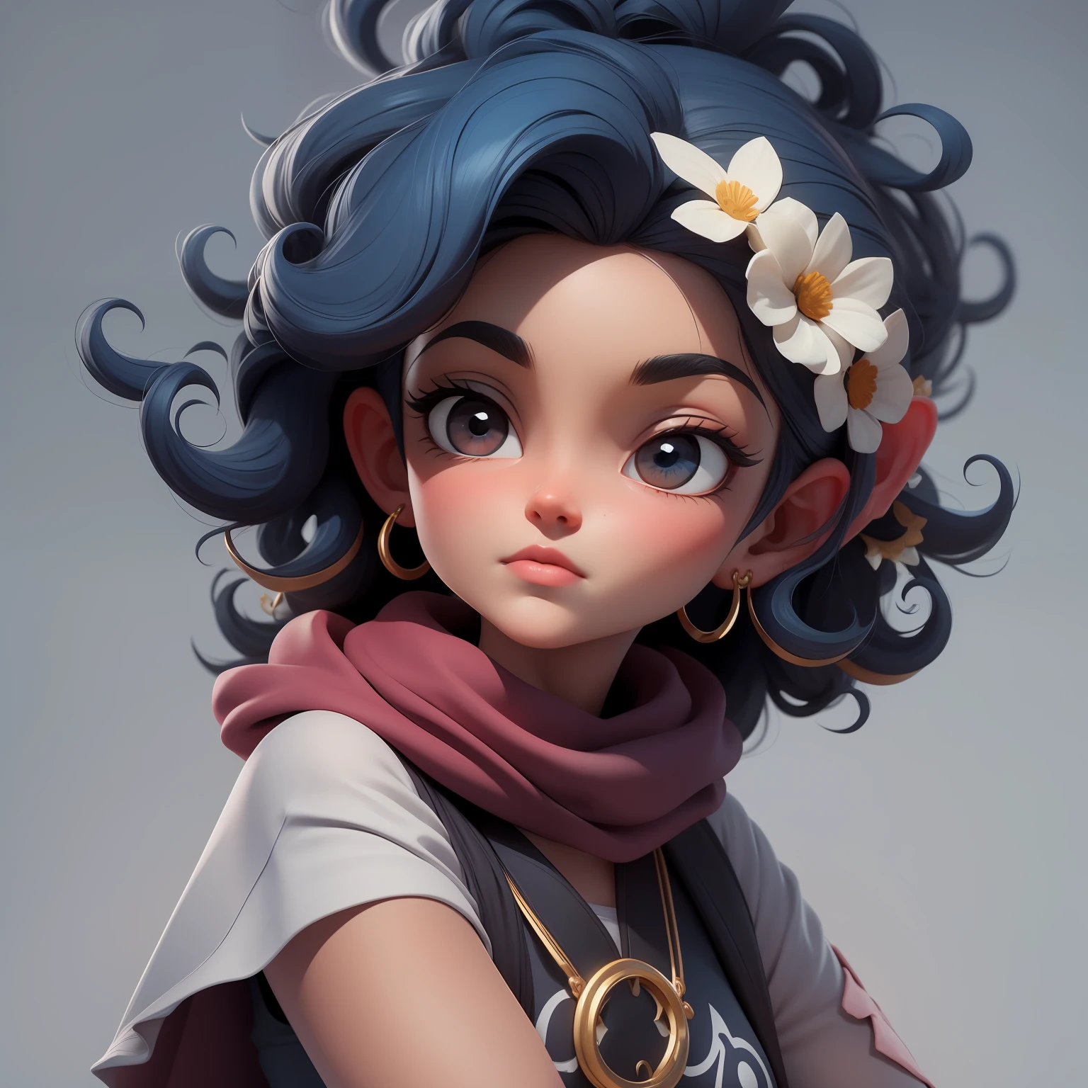 uma garota super bonito, corpo inteiro, Beautiful and curly dark blue hair accessories, pele negra, caixa cega popmart, IP de design, clean background and bright 3D rendering, OC rendering, 8k, Foco suave, fino Glossysuper detalhe --ar 3:6 50 --q 2 --niji 5 --estilo expressivo --s 2