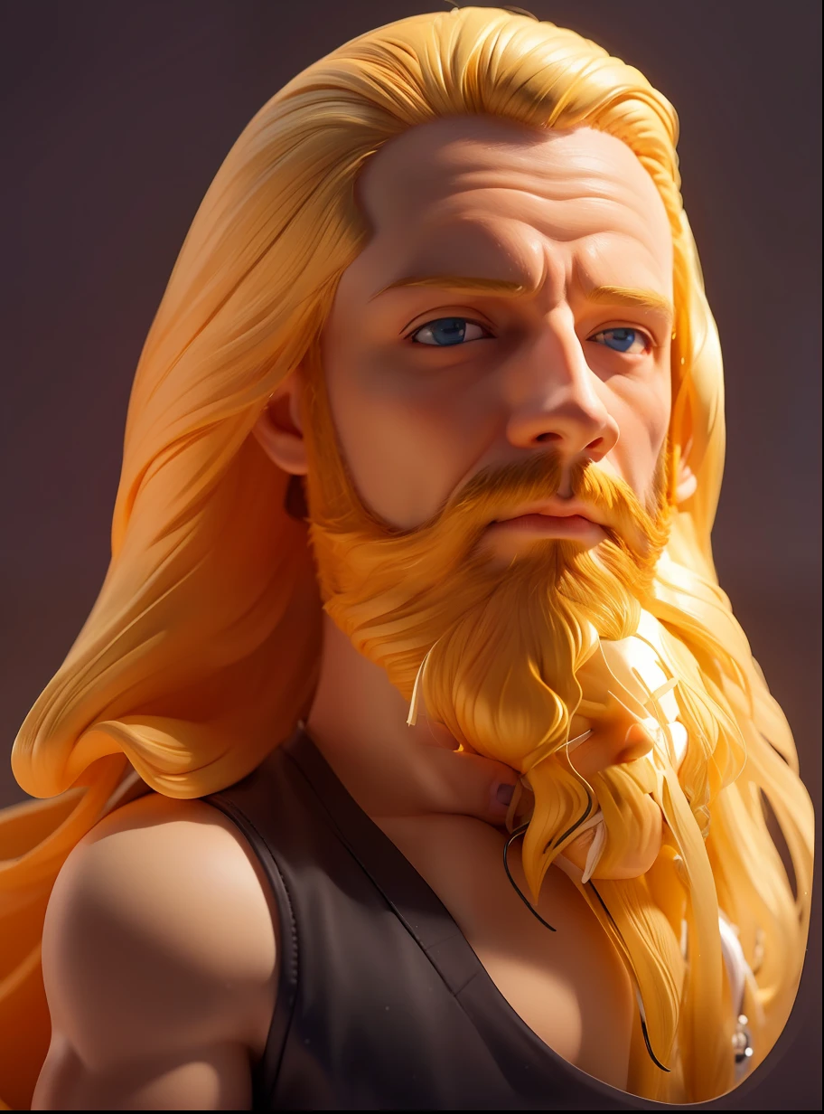 full body, chibi, blind box toy style, a man with blonde long hair and beard wearing 1man, ultra high detailed face, UHD, super realistc, masterpiece