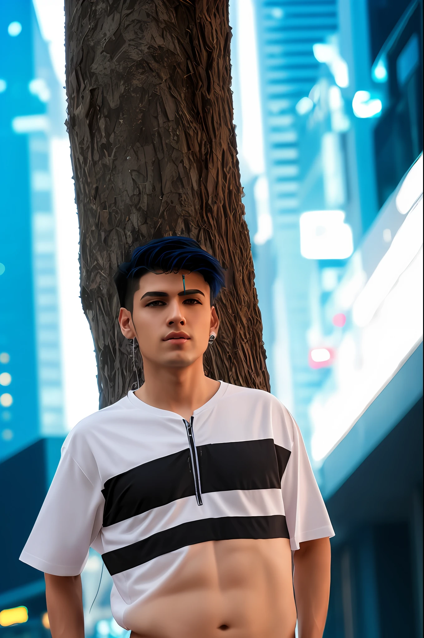 Change background cyberpunk handsome boy, realistic face, 8k, ultra realistic