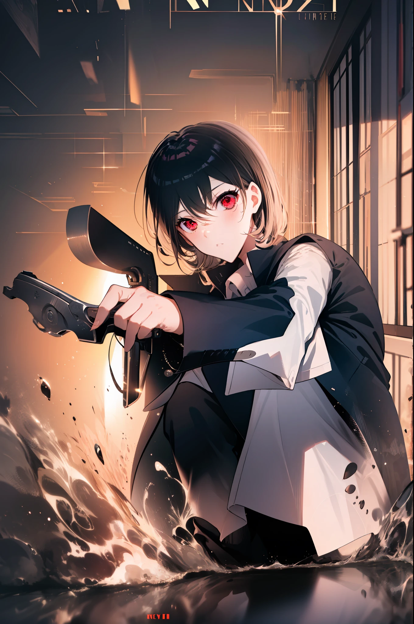 ((Primary work)), ((best quality)), High, (((((He has a revolver in his right hand)))))), (((A boy with short black hair and red eyes))), ((( (There is only one person)))), Kiyotaka Ayanokuji, ((((adolescente de 15 anos)))), (((men's school uniform white shirt black jacket open jacket long black pants))), ((Olhos vermelhos))), (((((cabelo preto curto))))))), ((corpo inteiro anatomicamente correto)), pernas normais, ((usa sapatos pretos)), ((He has a scared face and confusion)), ((Detailed full scenario)), ((mystery)), ((horror)), ((Tempo tenso)), Postura equilibrada, blush sutil | | | | | | | | | | | |, Pingente de cristal BREAK golden hour, (Rim lighting): 1.2, tons quentes, Brilho solar, sombras suaves, cores vibrantes, painterly effect, dreamy atmosphere BREAK scenic lake, montanhas distantes, salgueiro, calm water, reflection, nuvens iluminadas pelo sol, Tranquil setting, idyllic sunset, Ultra Detalhado, Arte Oficial, Unity 8k papel de parede, Zentangle, mandala