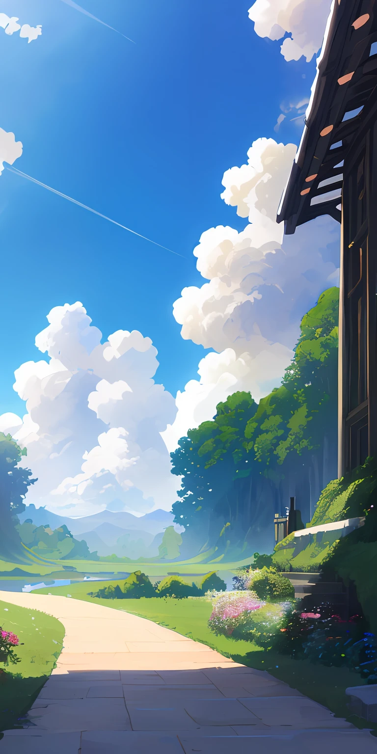 masterpiece, top-quality, (extremely detailed CG unified 8k wallpaper) (top-quality), (The best illustrations), (best shade)、Super Meticulous, blue-sky、Variety of clouds、Wonderfully beautiful、nostalgic