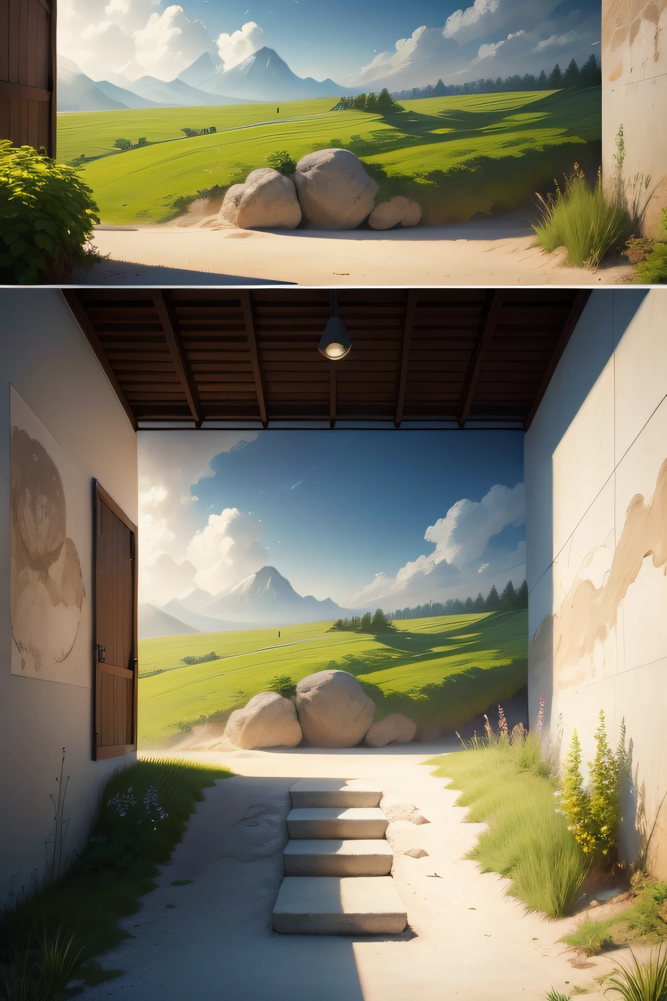 wall paintings、art-style、Natural landscape、Simple aesthetic