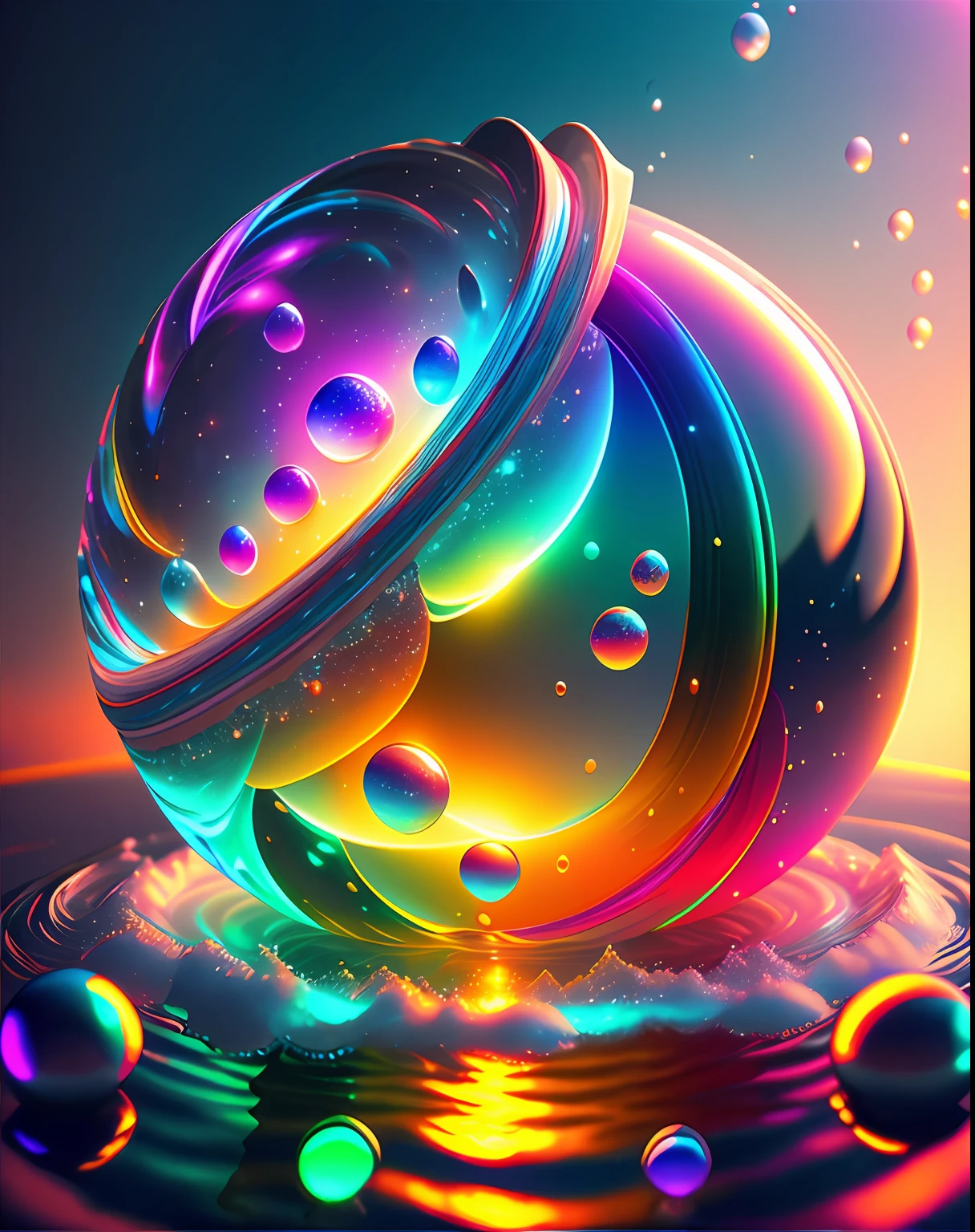 Alberto Severo art, Agregar muchos efectos de gotas y salpicaduras multicolores) ,Arafed image of a glowing orb with water splashing from it, esfera brillante, Render de octanaje colorido, Bola de cristal, globo de plasma, bola de cristal, Cinema 4D render colorido, magical glowing sphere in midair, esfera de vidrio, translucent sphere, esfera brillante, esfera, light particules, Fondo de pantalla AMOLED, Brillante Neon Vray, Greg Rutkowski. Renderizado de octanaje (Alberto Severo art,Hay una bola de colores flotando y salpicando agua muchas salpicaduras y gotas muticolores, Super renderizado en octanaje renderizado, Renderizado en Cinema 4D, Renderizado en Cinema4D, creado en octane render, Render de octanaje colorido, renderizado en renderizado de octano, global ilumination. VFX, Renderizado en octanaje renderizado 32K, Renderizado en Cinema 4 D Octane, Incredible octane rendering, Realistic octane rendering Close-up fantasy with water magic, movimiento, salpicaduras, gotas, (Vista de primer plano ) , cinematography lighting, efecto de luces led multicolores en el agua de la piscina, salpicaduras multicolores, gotas multicolores, Alberto Seveso Arte, , ultra-high def, no borroso, Texturas, 3d, cinematic landscape