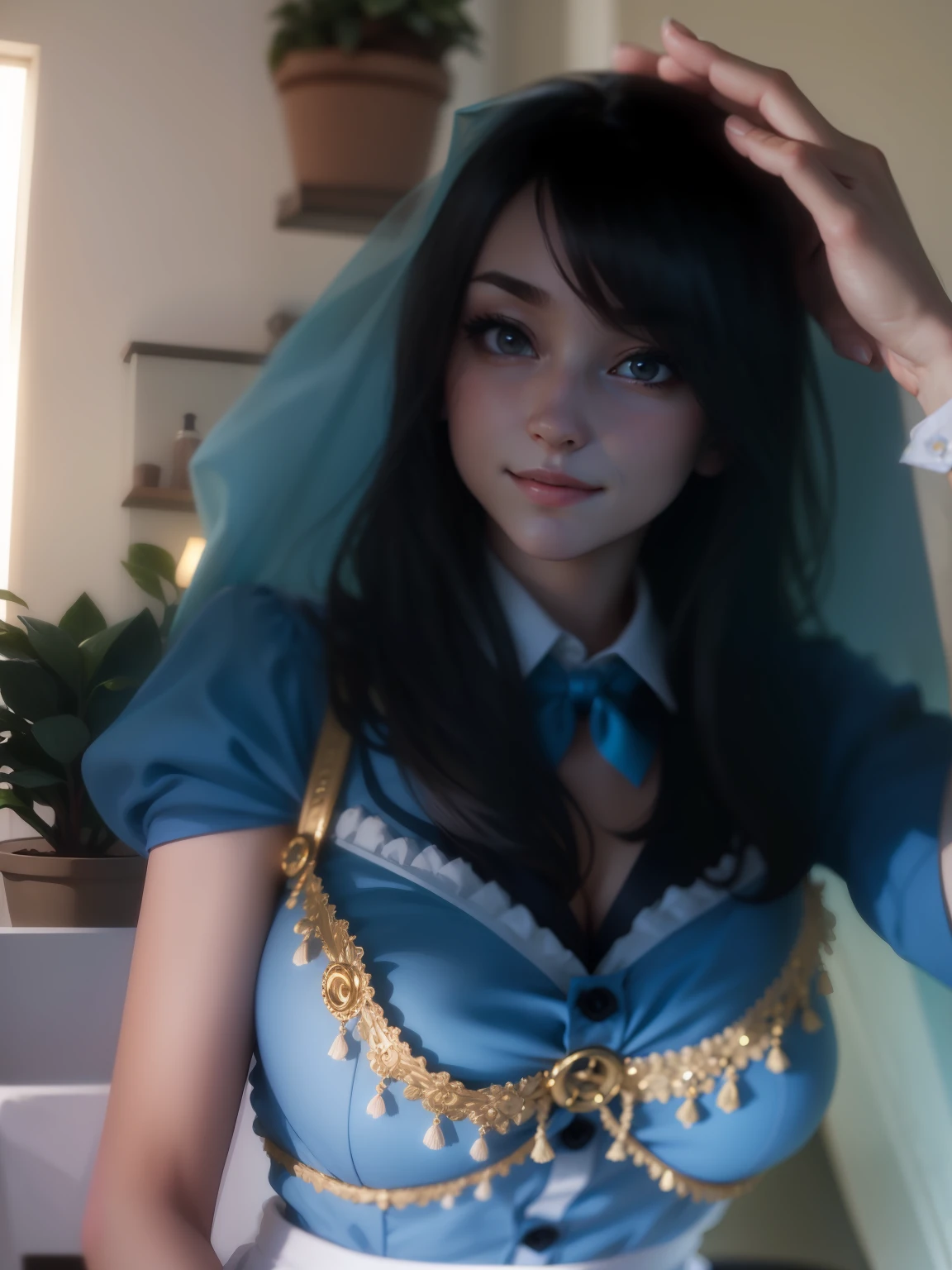 (8k, RAW photo, best quality, master:1.2), (realistic, photo-realistic:1.37), ultra-detailed, 1 girl, cute, solo, beautiful detailed sky, detailed cafe, night, sitting, dating, (nose blush), (smile : 1.1), (shut up), big breasts, seductive smile, large pitch, professional lighting, Sony A7R4, Zessie 50mm F1.8, medium chest, beautiful and delicate eyes, (collar shirt: 1.1), bow tie, pleated skirt, (short hair: 1.2), flowing hair