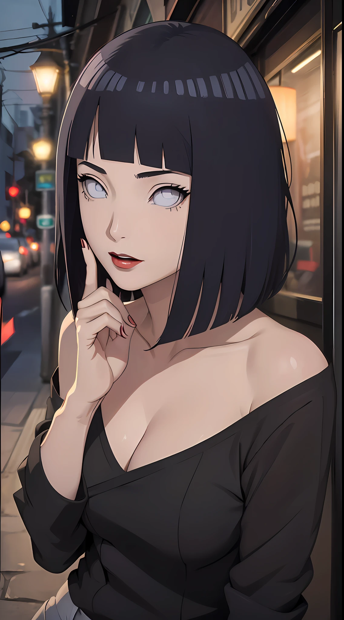 tmasterpiece, Johnny Depp walks through the city at night among fireflies,brassier,nigth, (high detal:1 1), Rough face, Natural skin, high qulity, NSFW,Naruto,Hinata,Black color hair,Straight hair,upperbody closeup,White eyes,Black pants,(Large breasts:1.1),(Skinny figure:1.4),(Red lips:1.3),(Off-the-shoulder attire:1.5),(比基尼:1.5),(ssmile:1.5),(Be red in the face:1.4),(cleavage:1.4),Purple clothes,beautidful eyes, (Detailed face and eyes), (the face: 1 2), noises,Extra, real photograph, ...............................PSD, Lamp film photography, sharp fokus, contrasty lighting, Delicate skin, High resolution 8K, insanely details, realisticlying, professional photoshooting, 8K UHD, SLR camera, softlighting, high high quality, filmgrain, Fujifilm XT3,Keep one's mouth shut,particle fx
