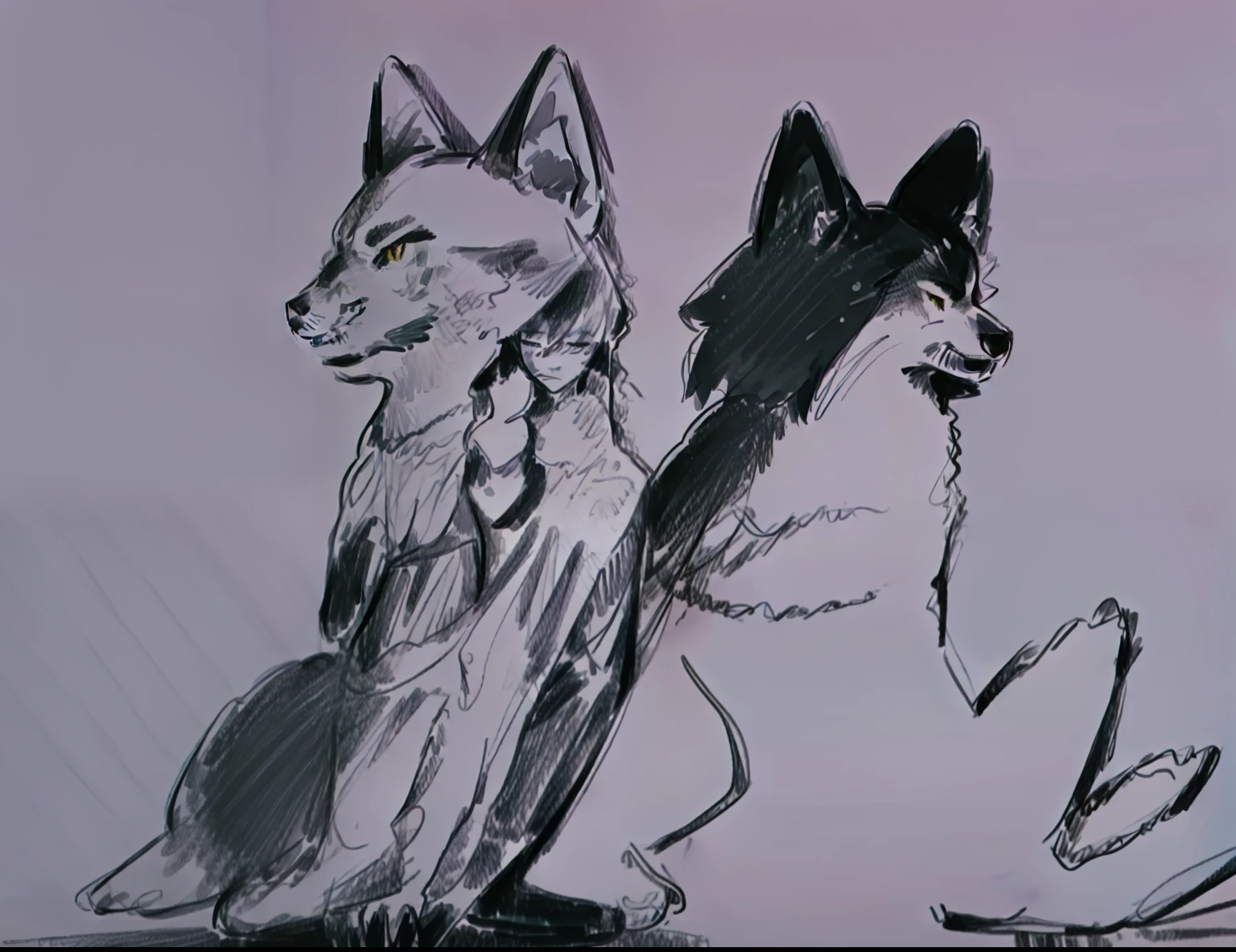 Draw dogs and cats walking together, anthropomorphic wolf, inspired by Shiba Kōkan, anthropomorphic wolf, Anthropomorphic Shiba Inu, mixture between an! owl and wolf, wolf companion, an anthro wolf, professional furry drawing, anthropomorphic fox, illustration of 2 cats