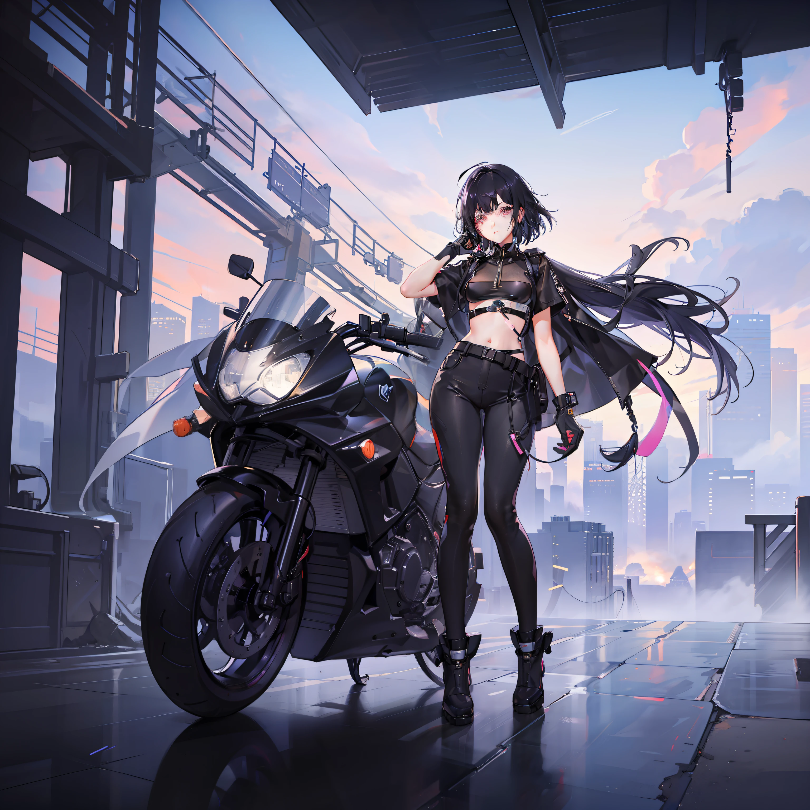 (8K、Raw photography、top-quality、masterpiece:1.2)、(reallistic、Photorealsitic:1.37)、(Kpop Idol)、(aegyo sal:1)、cute little、Professional Writing、photon maping、Radio City、Physically Based Rendering、Cosplay、Lucy(cyberpunked)、bob cuts、Mechanical parts、Gray eye、tshirts、skirt by the、Cyberpunk City Black Pants、natta、Neon light、A sexy、Smokexxx、Look at viewers、High resolution in 8K、8K、CG Wallpapers、Realistic background、Clear background、mideum breasts、full body Esbian
