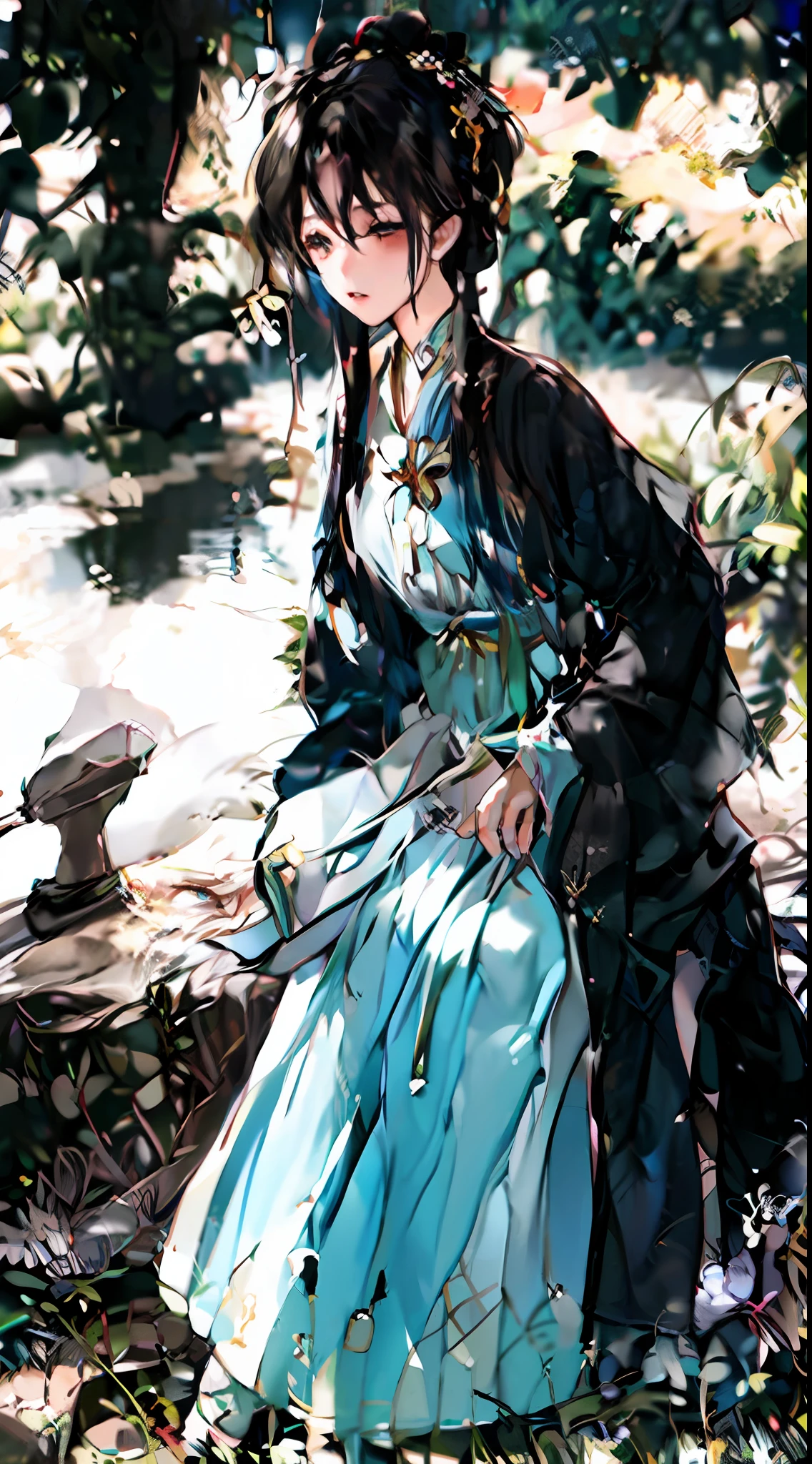 Generate a picture，In the center of the picture is a 19-year-old youth，wearing simple period clothes，closing her eyes，Face the screen。He prayed religiously，The facial expression is cold and focused。The background of the picture is mainly cool colors，blue and gray，It gives a cold feeling、Peaceful feeling。Soft light illuminates the teenager，Highlight his silhouette and details。In terms of presenting the details of the juvenile，Notice the delicate skin and folds of his robe，When the expression is highlighted, It is also necessary to highlight the gesture of clasping hands。