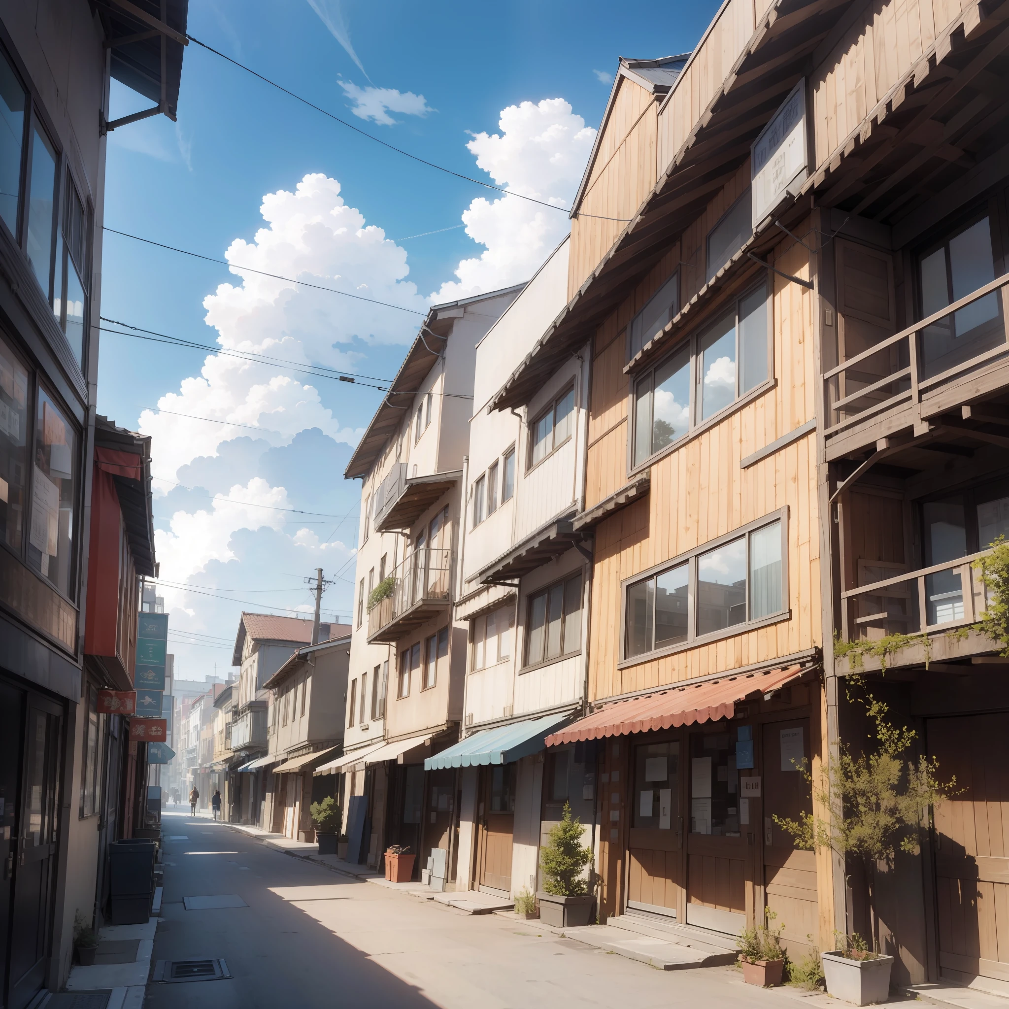 building masterpiece, best quality, 1shop, real world, Charming, modern, (no humans:1), daytime, clouds, modern atmosphere