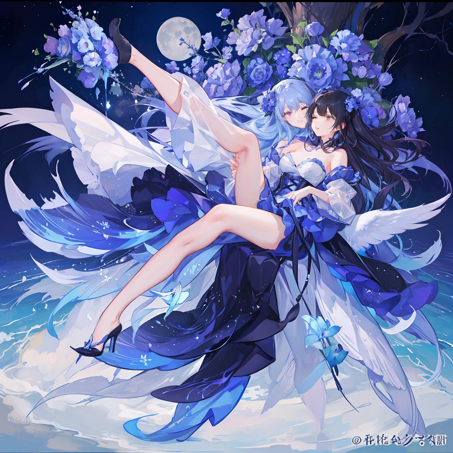 Delphinium Wings、angelicales、A dark-haired、natta、starrysky、a moon、