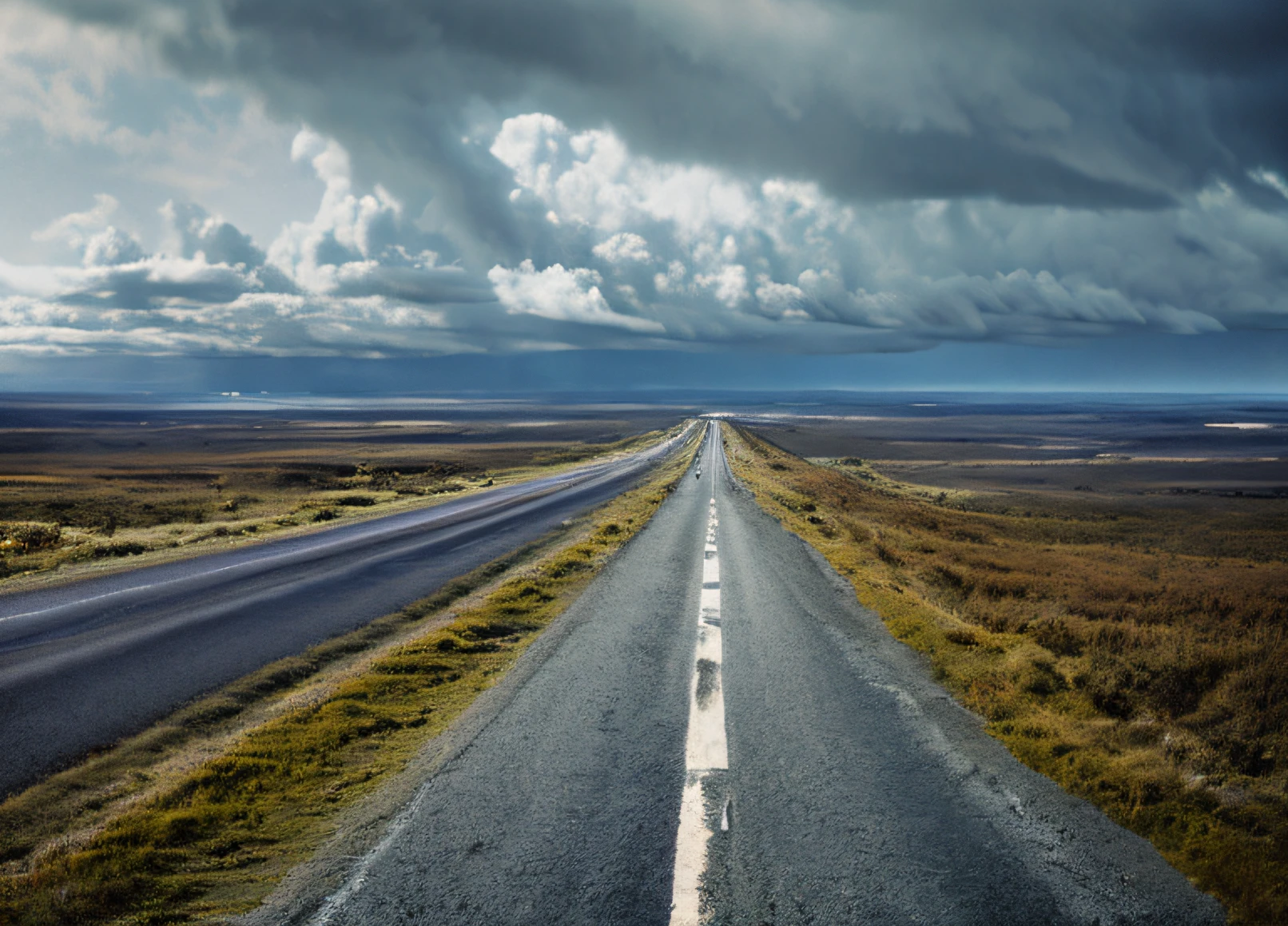 environmentart, No Man, scenecy, exteriors, Rochas, The bird, Skysky, Clouds, mont, daysies, concept-art,There is a road in the middle