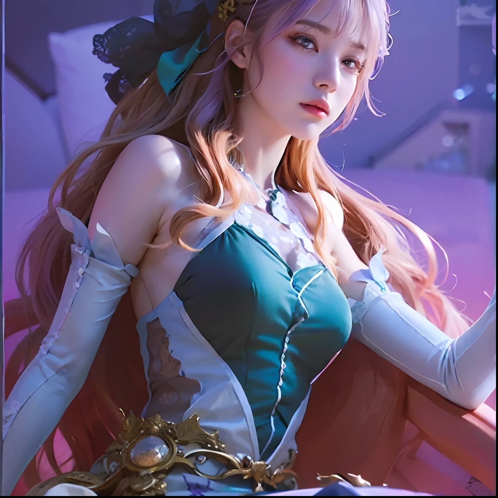 best quality,masterpiece,extremely detailed,high res,4k,ultra high res,detailed shadow,ultra realistic,realistic,dramatic lighting,1girl,solo,detailed face,realistic eyes,realistic skin,white dress,purple hair,dynamic pose, white lace dress