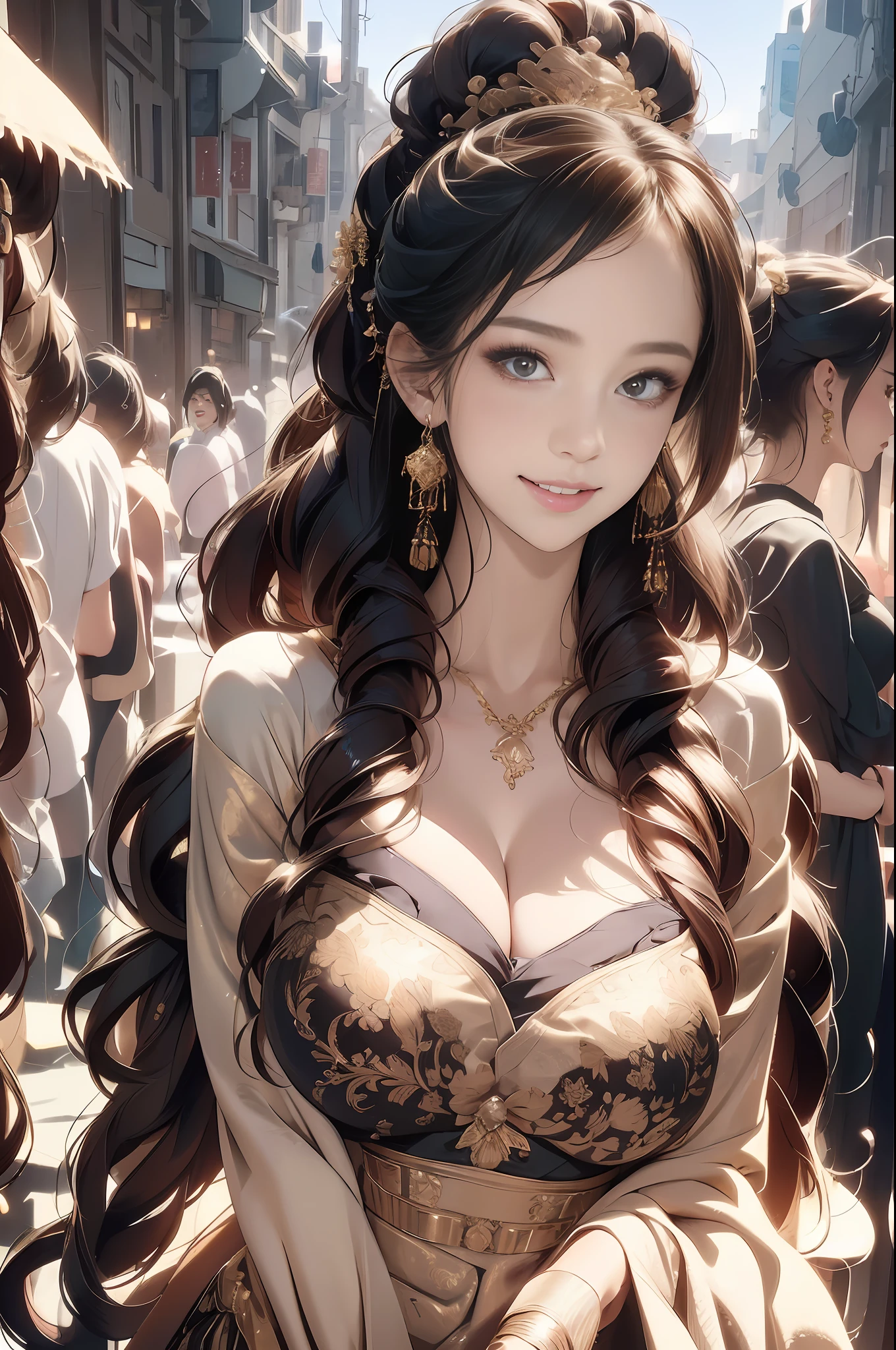 ((Best Quality)), ((Ultra High Resolution)), ((Realistic)), Fine details, Age 19 on Appearance, Black hair, Perfect face shape, Moderate Makeup:1.5, Face lighting, Accentuating Details, Long hair, Wearing Chinese Wedding Dress, Gold Headgear Decoration, Holding a fan, Red Wedding Dress Extra Points: 1.3, Gold Dress Details. portrait of a full body, windows, a bed, drapes, Candlelight, present a picture of a long-range pose.