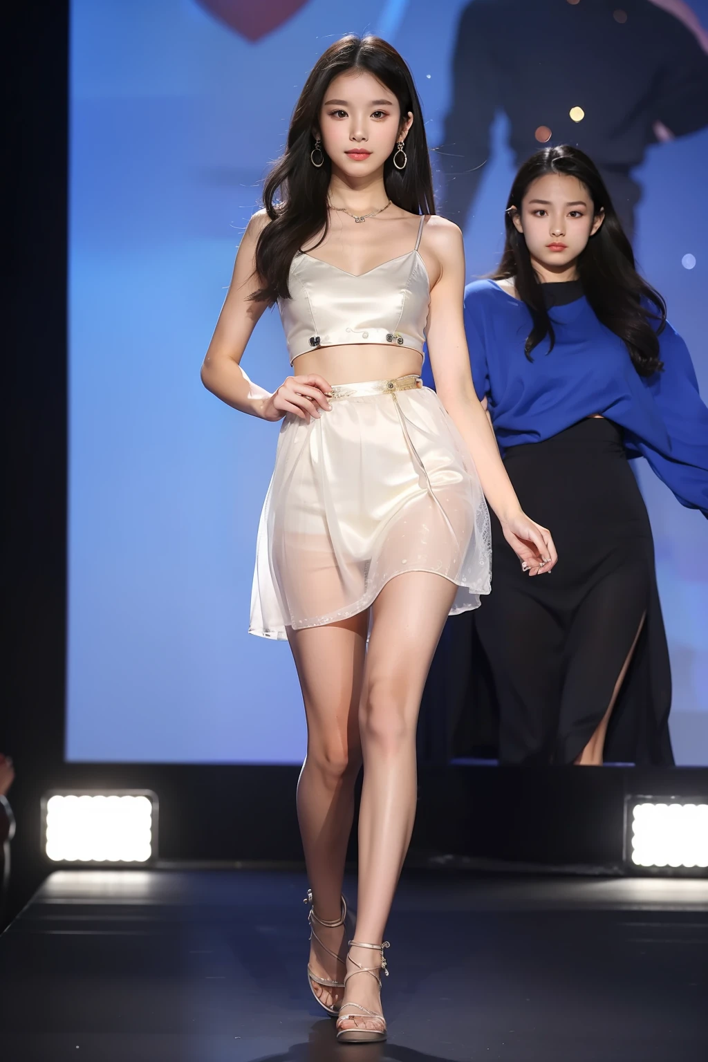 best qualtiy, jewelry,Full body like,underdressing,Fashion show,Refined face,pretty face,A 14-year-old Asian woman,slimfigure,Smaller bust@LEE