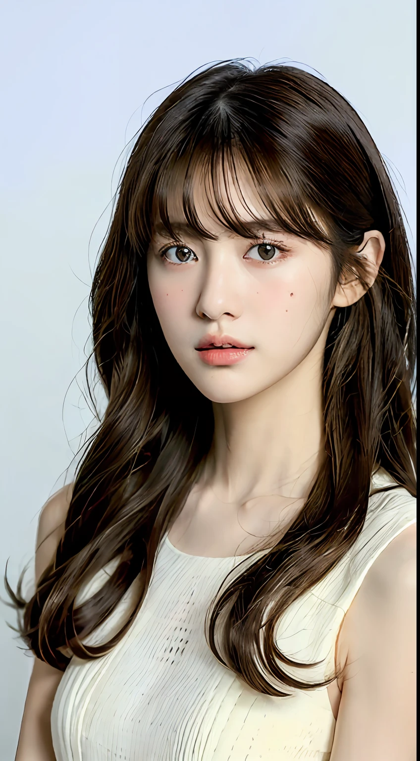 ((top-quality、8K、masterpiece:1.3))、1 girl in、perfect and delicate facial features、full bodyesbian、Full of temptation、snow-white skin、Slim Faces、Beautiful woman with snow-white long legs、(dark brown hair)、Transparent dress with floral pattern:1.1、hyperdetailed face、A detailed eye、二重まぶた、blured background、Slim Faces、shopping mall、shopping、With bangs