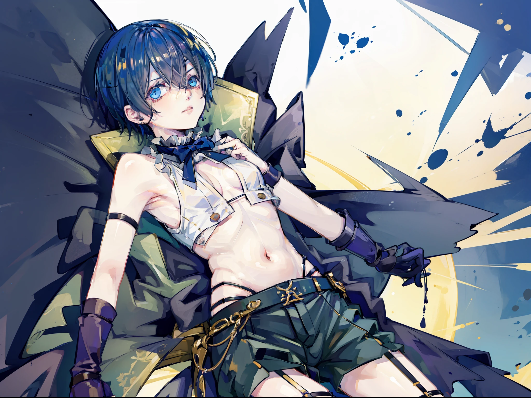 Ciel phantomhive, 1boy, armpit, croptop, short pants