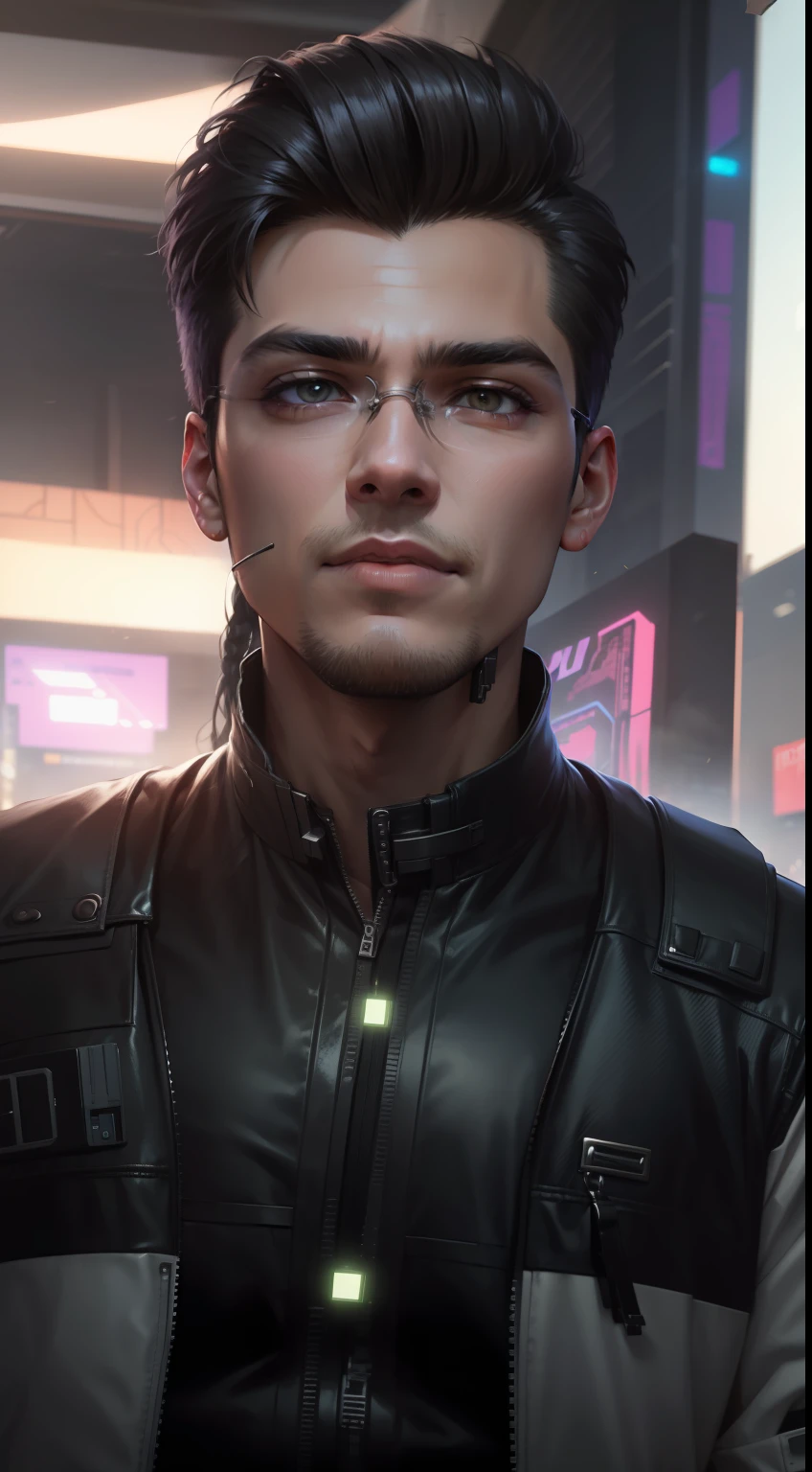 Change background cyberpunk handsome boy, realistic face, 8k, ultra realistic, professional glasses, change hairstyle, change pose position, change clothes, nature background