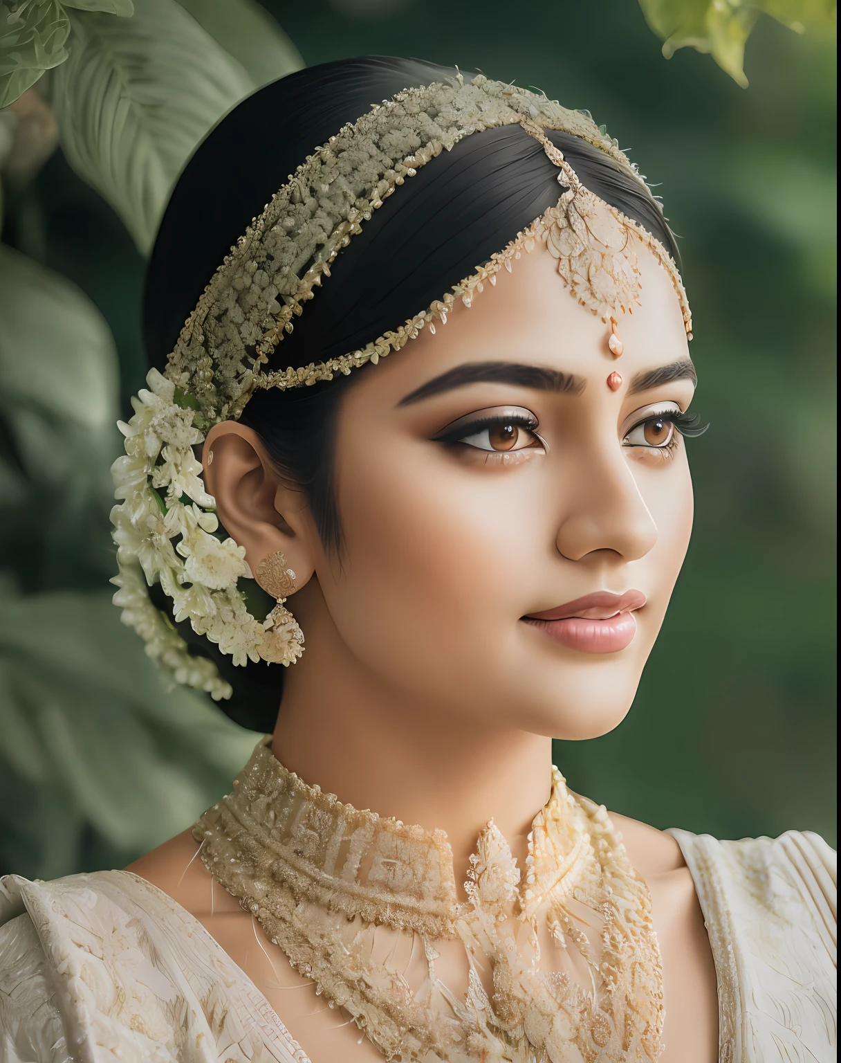 fashion photography portrait of indian girl with beautiful black hair, in lush jungle with flowers, 3d render, cgi, symetrical, octane render, 35mm, bokeh, 9:16, (intricate details:1.12), hdr, (intricate details, hyperdetailed:1.15), (natural skin texture, hyperrealism, soft light, sharp:1.2), detailed, sunlight passing through foliage, redis pink saree, 8k details, masterpiece, best quality, award winning photo, photorealistic, highly detailed, raw photo, realistic natural skin textures, rim light, hyperrealistic, low contrast, sharp focus, soothing tones, intricate, low key, masterpiece, best quality, award winning photo, photorealistic, highly detailed, raw photo, realistic natural skin textures, rim light, hyperrealistic, low contrast, sharp focus, soothing tones, 8k details, intricate, low key