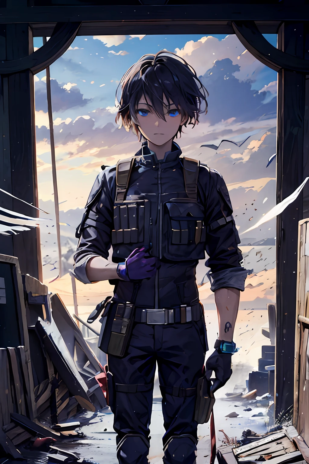 dark purple gloves, fine human hands