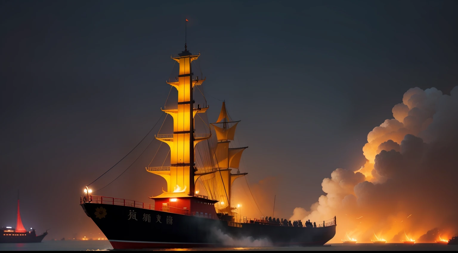 Yellow crane tower,fire works,A small boat,The Yangtze River leads to the sky。