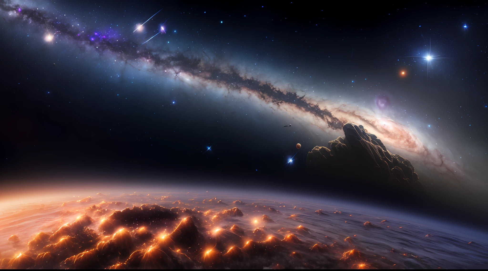 masterpiece, best quality, high quality, extremely detailed CG unity 8k wallpaper, Depth of Field, HDR,,Photorealistic,extremely detailed, Intricate, High Detail, universe, space, galaxy, stars, planets, astronomy, cosmos, celestial, nebula, black hole, solar system, cosmic rays, supernova, deep space, astronomical objects