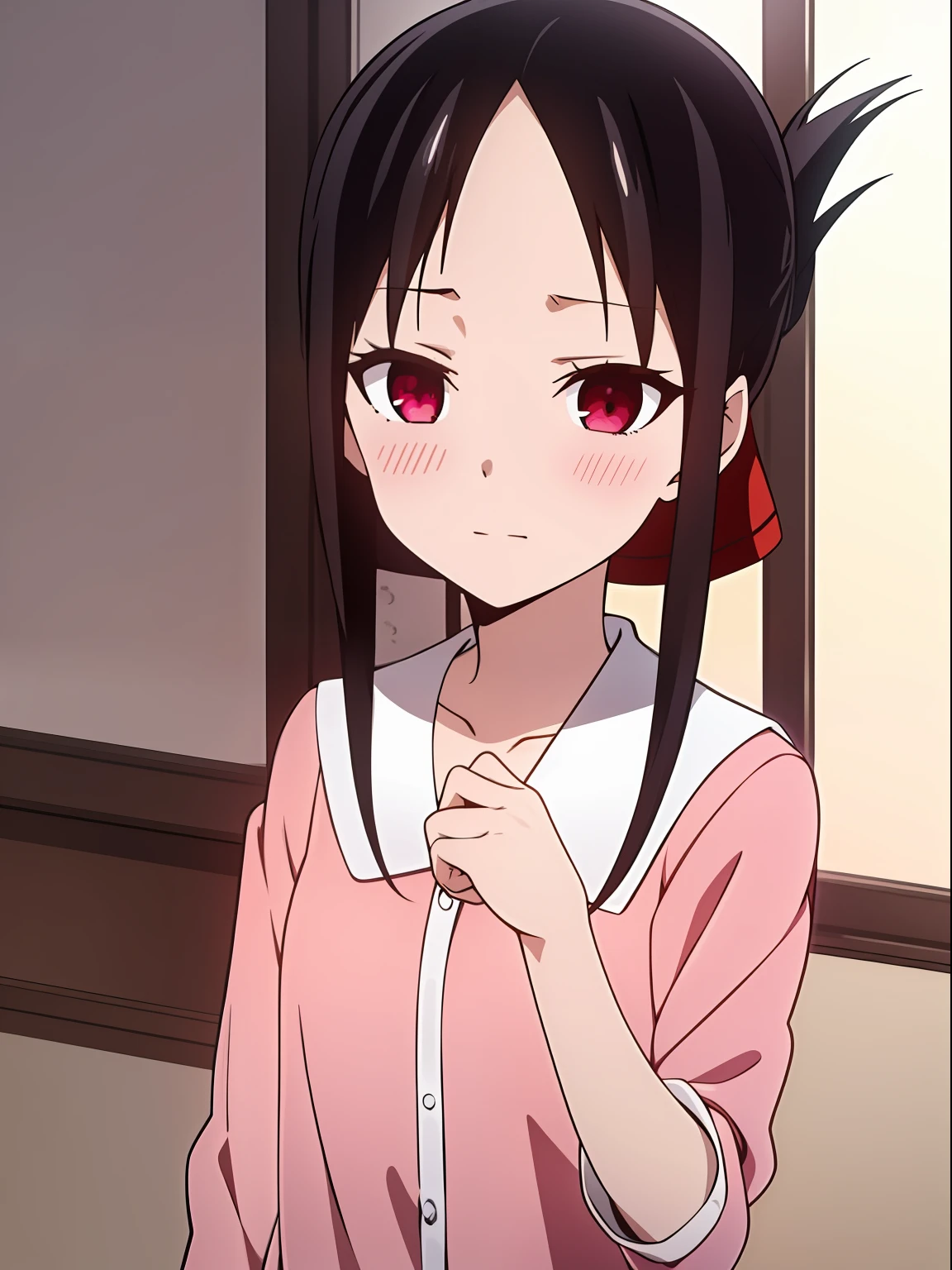 1girl, Shinomiya Kaguya, wearing pajamas, bedroom