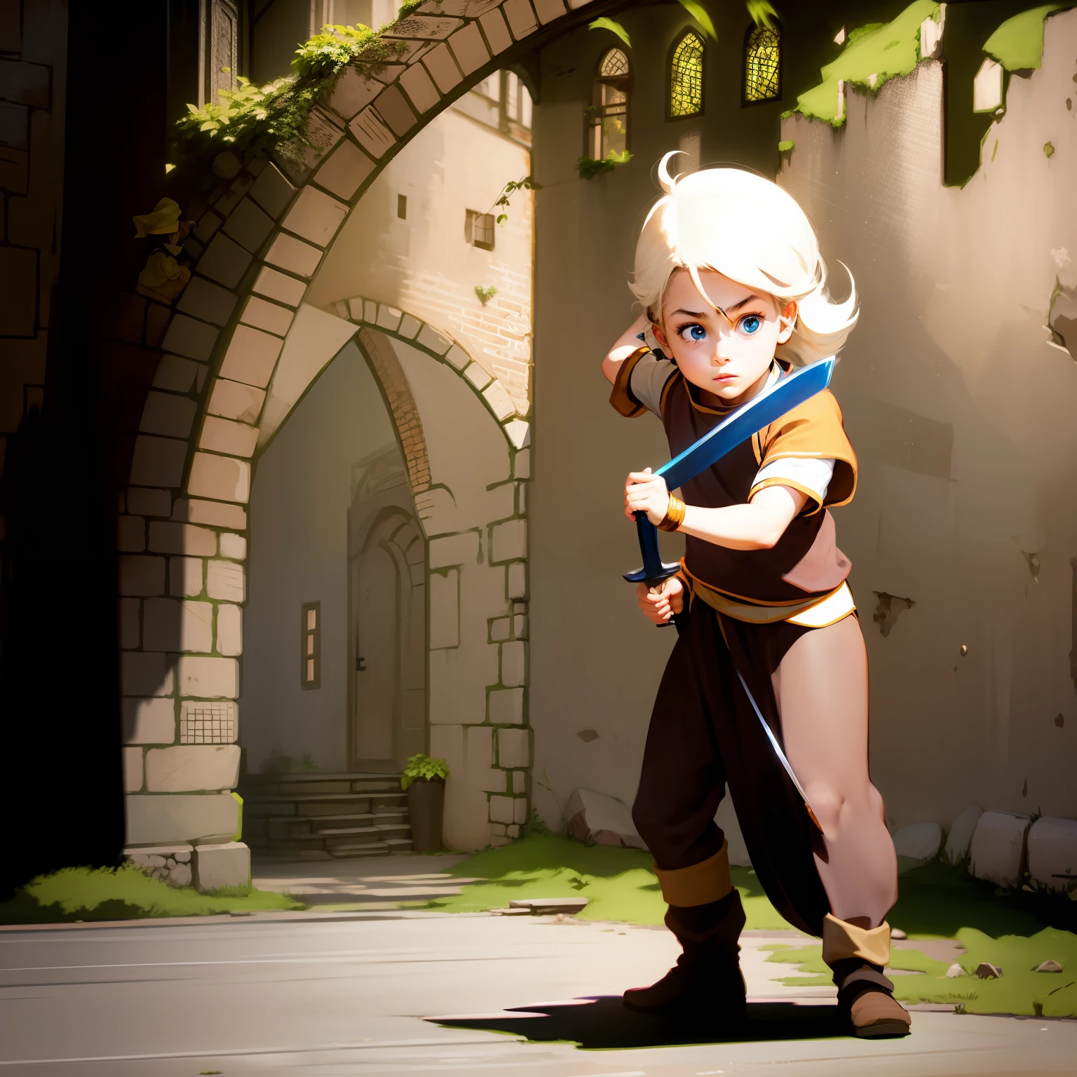 Brave child with a madeira sword