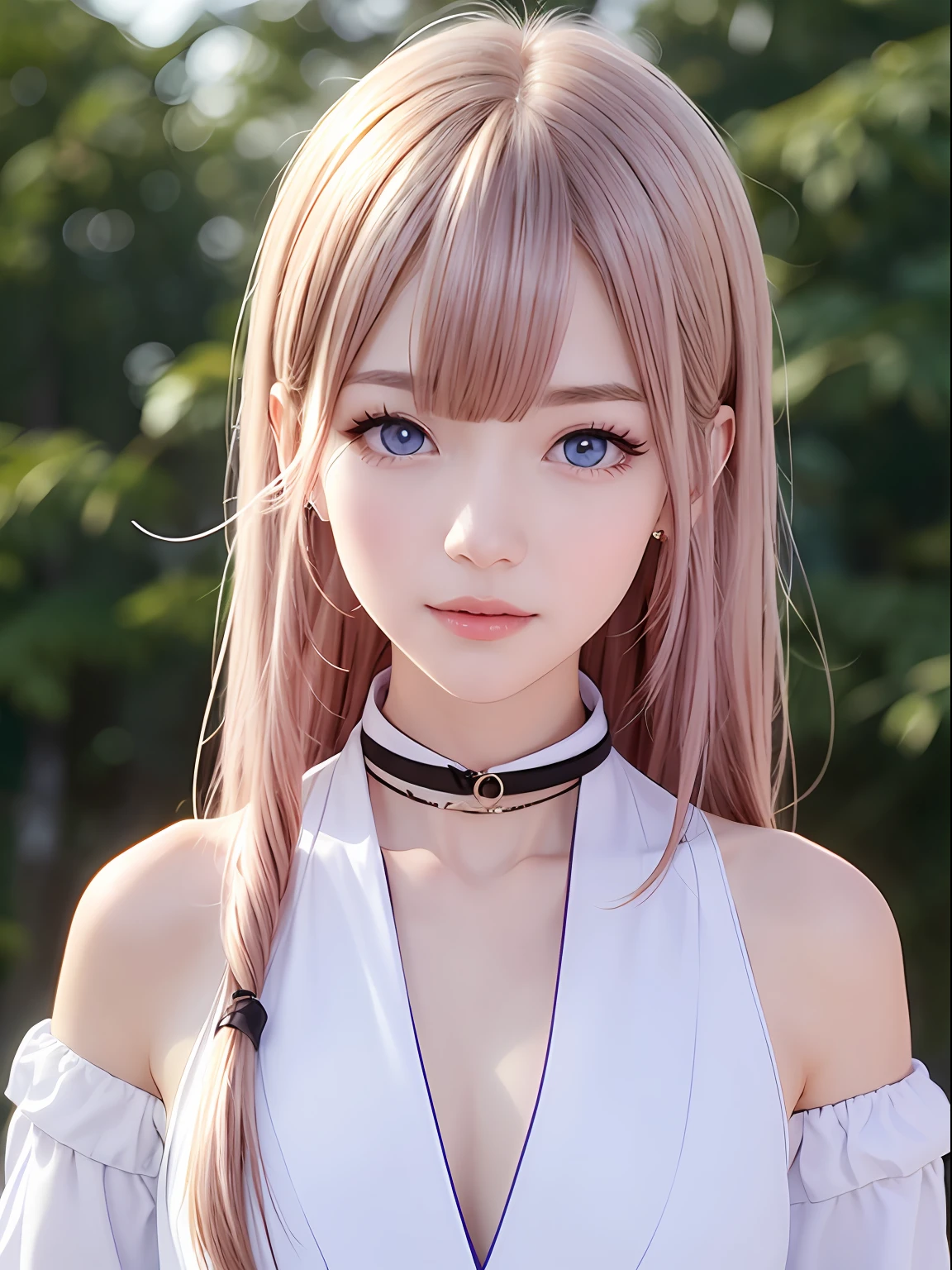 Platinum blonde hair is extra-long filamentous straight hair、porate、School uniforms、bright expression、poneyTail、young and shiny white shiny skin、Best Looks、Shiny light hair、Beautiful bangs that shine、Double eyelids、eyes liner、Big crystal clear blue eyes,Shining with a mesmerizing light、a small face、Very nice cute cute 18 year old Eastern European girl、Large bust