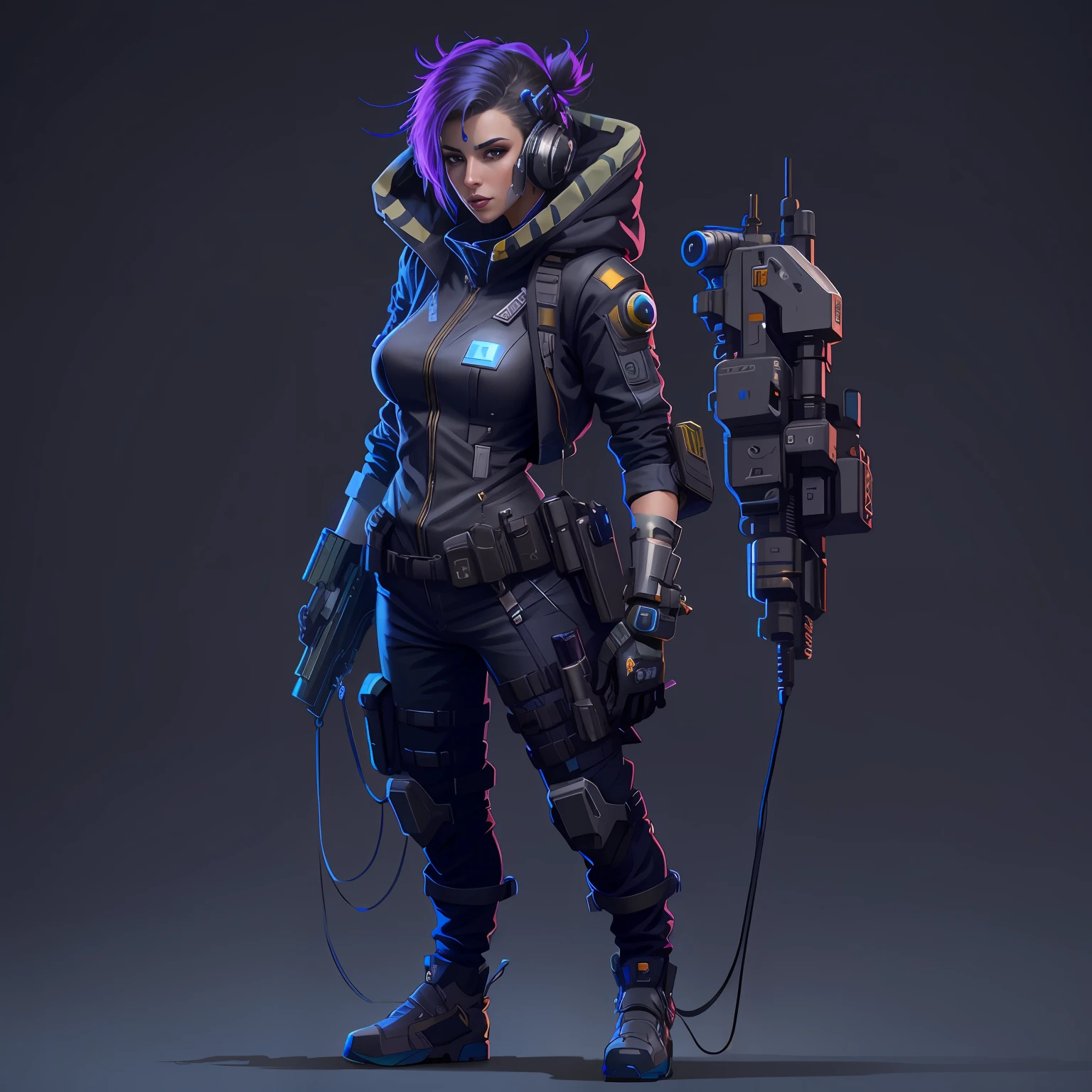 Alafed woman in futuristic suit with gun and helmet, epic sci - fi character art, epic sci-fi character art, scifi character, SCI - FI Characters, sci fi female character, cyberpunk character design, Cyberpunk characters, Cyberpunk character art, scifi character render, epic sci-fi character art, sci-fi character concept, sci-fi character concept