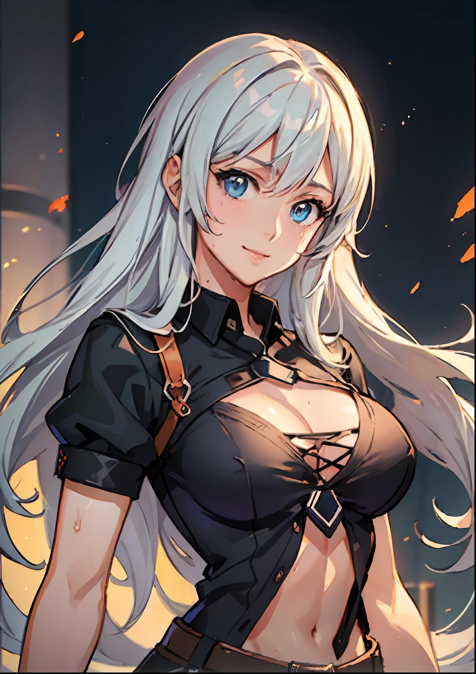 ((((Representative work 3.0、top-quality、Wearing a collar 3.0、Idol Costume 4.0、Live venue background 3.0、Live performance on stage 3.0、Split abs、de pele branca、Silver hair 3.0、dynamic pose1.5、large full breasts、Wearing sweat、ssmile、a blond、))))、Long body、(((((long legged))))),Whole human body、(((Shyness)))、Realistic skin type、an anime girl、Detailed Digital Anime Art、A seductive anime girl、extremely detailed art germ、a hyperrealistic schoolgirl、Ilyakukvshinov、Smooth Anime CG Art、Ultra Realistic Woman、ig model、ArtGerm、Photorealistic anime girl rendering、digital anime art