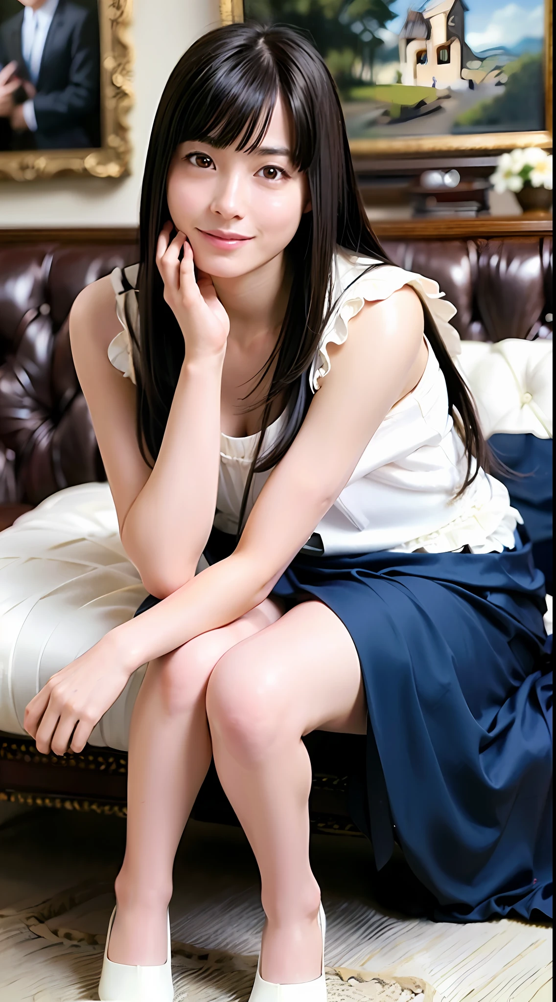 top-quality、masterpiece、超A high resolution、(Photorealsitic:1.4)、Raw photo、1人、Dark hair、glowy skin、Dramatic Writing、full body Esbian、female dog、maikurobikini、Colossal tits、A smile、Raw photo、A slender