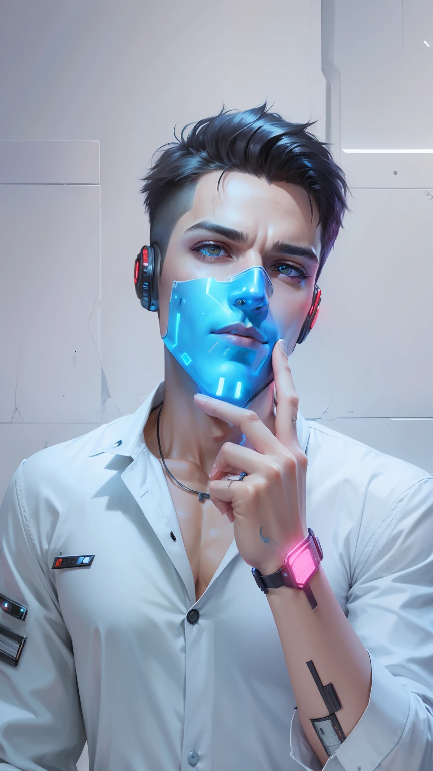 Change background cyberpunk handsome boy, realistic face, 8k, ultra realistic