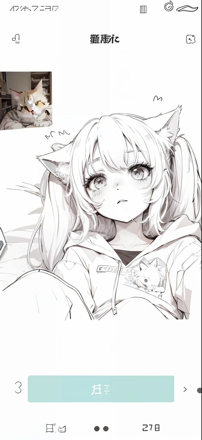 Someone draws a cat with a pencil on a cell phone, anime sketch, anime girl with cat ears, clean anime outlines, anime moe art style, Line sketch!!, Girl with cat ears, in an anime style, Anime art style, anime style drawing, anime art style, anime catgirl, flat anime style shading, Anime Paintings, clean and meticulous anime style