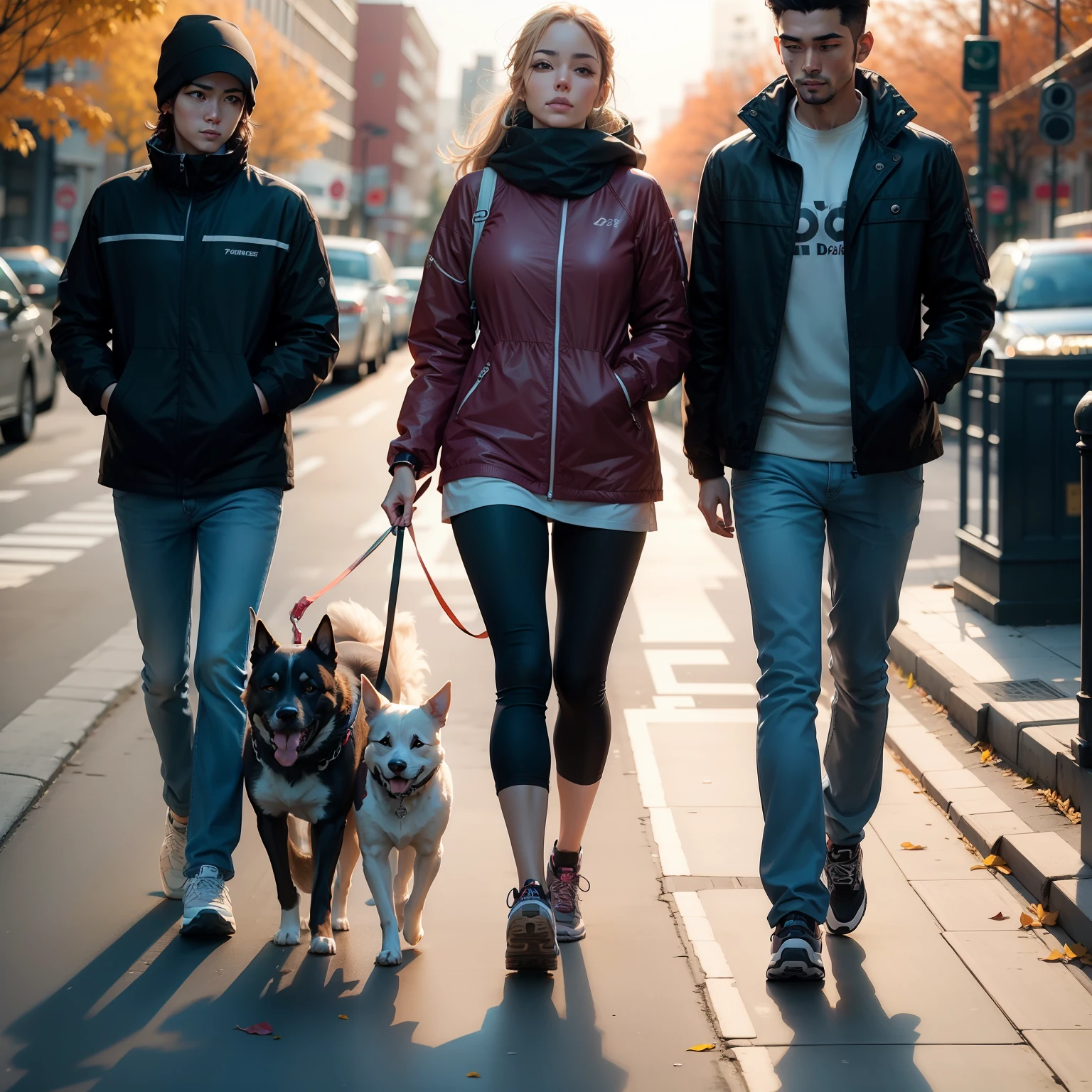 Dog walking with the owner