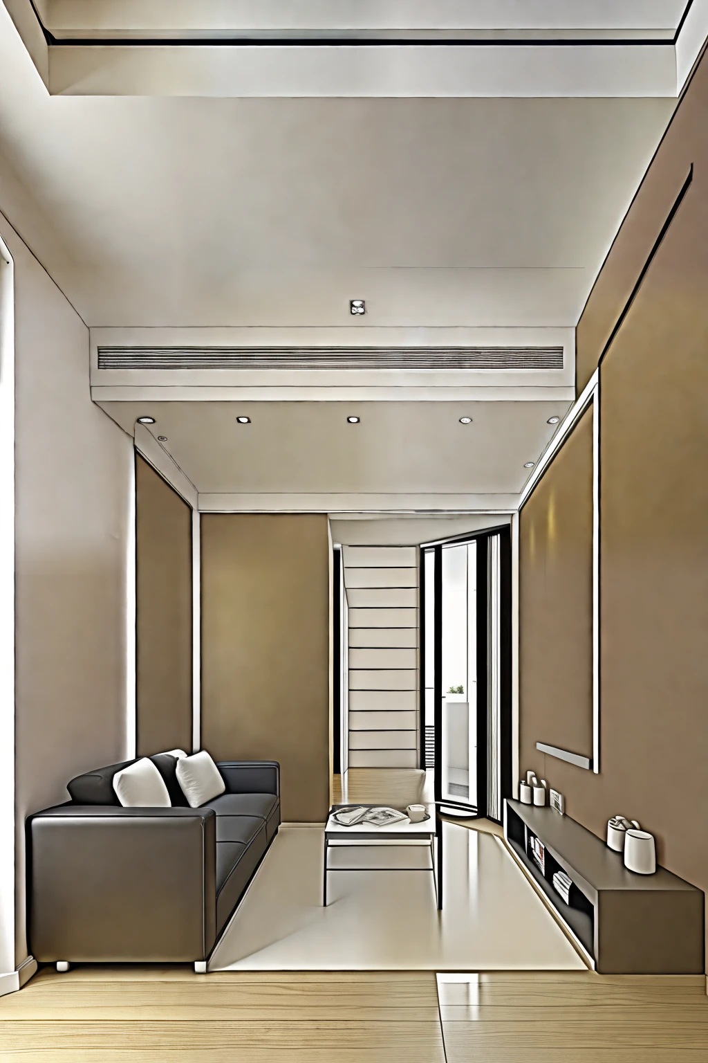 Living room design,3.8 meters*3.8 meters,Small living room,On the west side against the wall is a three-seat sofa,refrigerator,Small square table,In the middle is the coffee table,On the east wall is a large television,To the north are the toilet doors and walkways,To the south are the windows and kitchen doors,